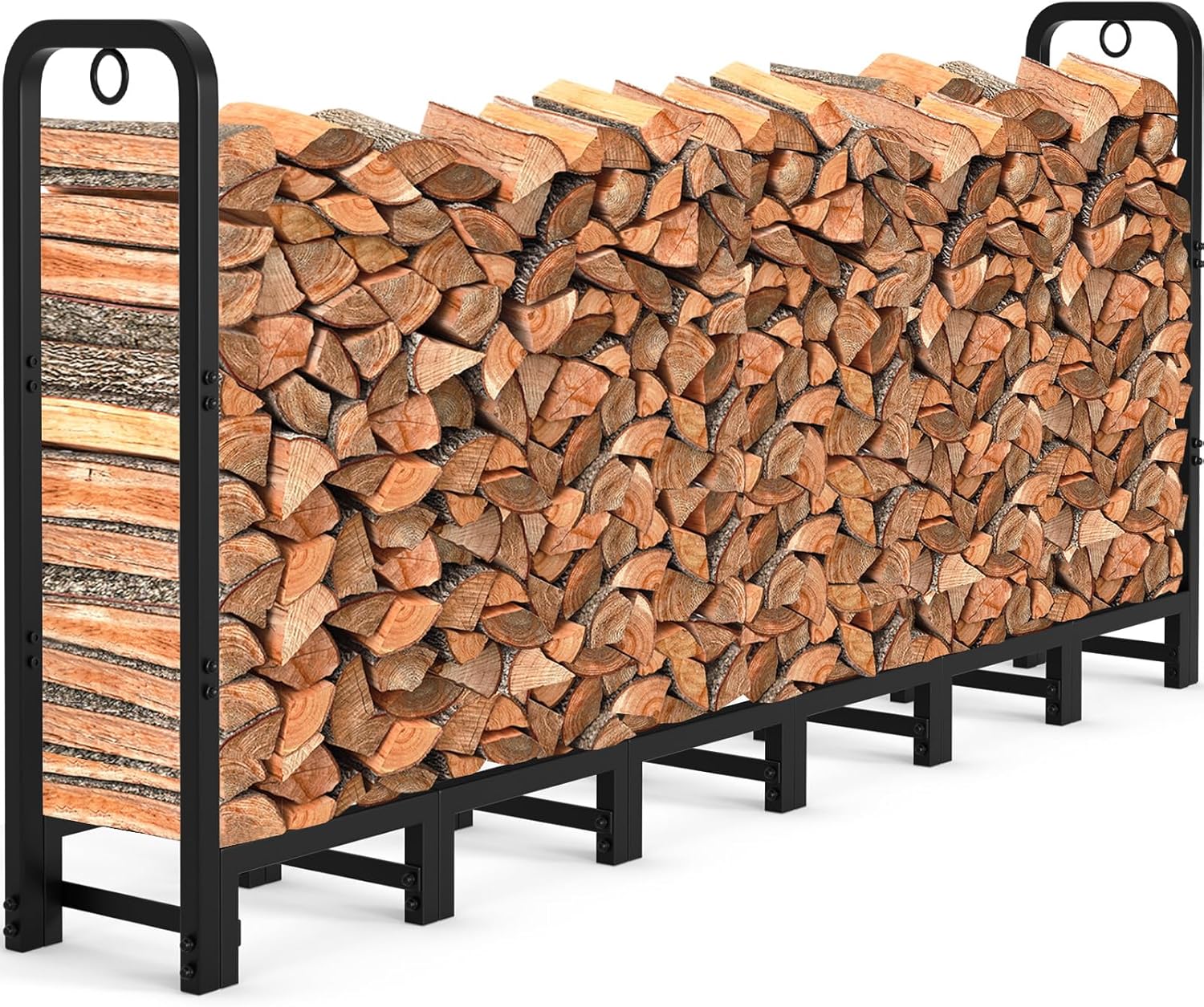 AMAGABELI GARDEN & HOME 8ft Firewood Rack Outdoor Heavy Duty Fire Wood Racks Out...
