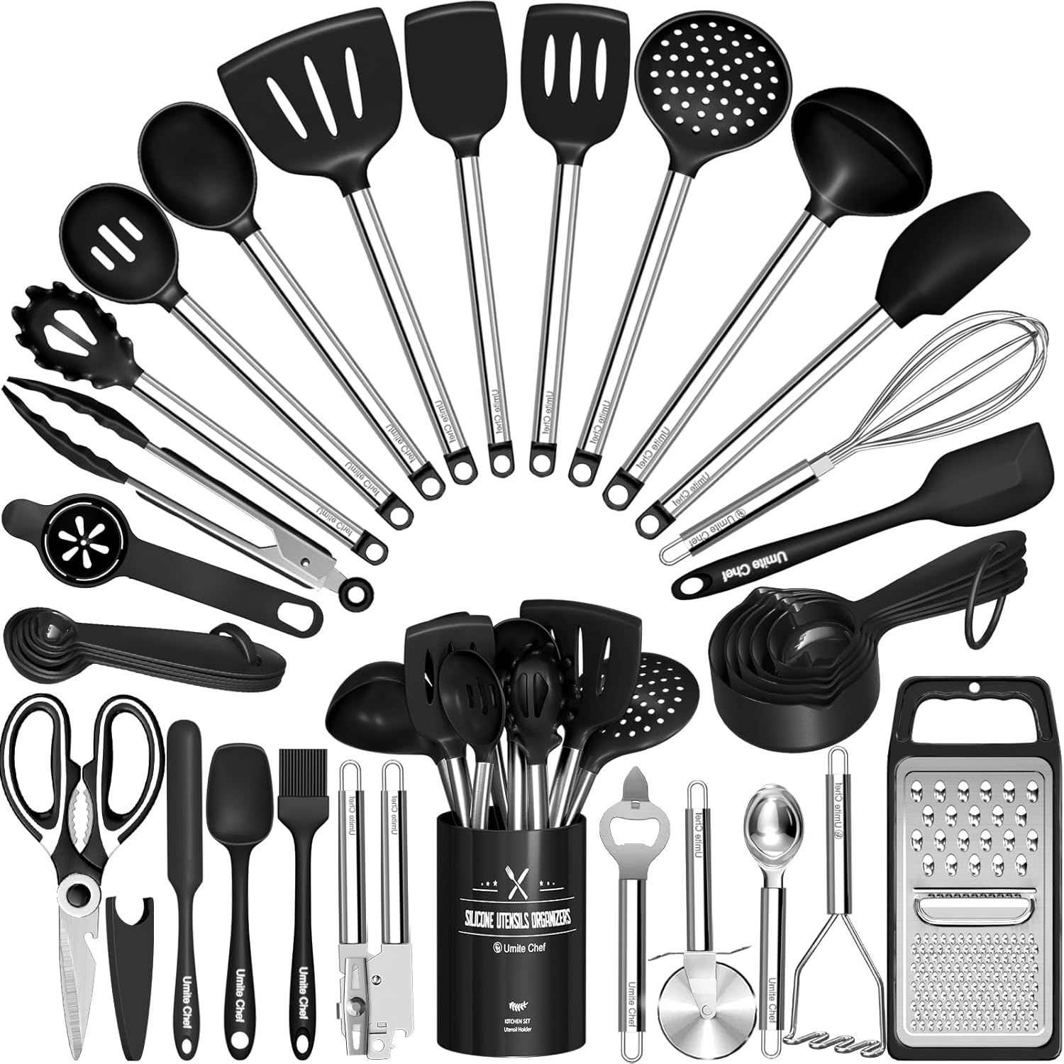 Kitchen Utensils Set-Umite Chef 34 Pcs Silicone Cooking Utensils Set for Nonstic...