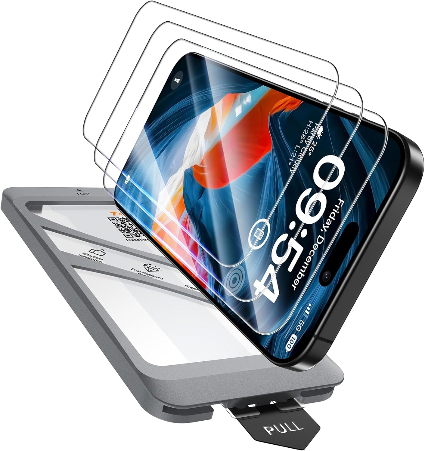 TAURI 4 in 1 Designed for iPhone 16 Pro Screen Protector, 3 Pack Tempered Glass...