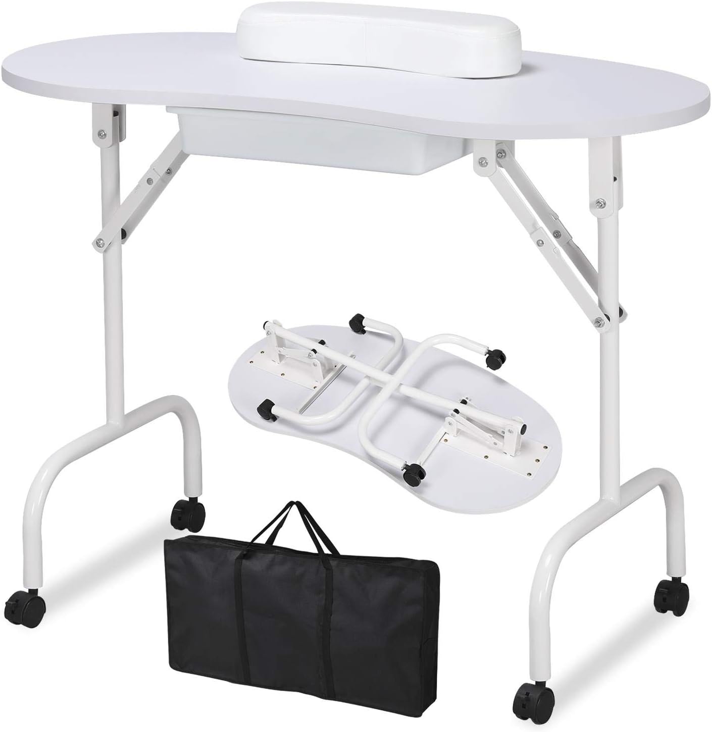Yaheetech Portable Manicure Table Nail Technician Workstation Art Desk with Draw...