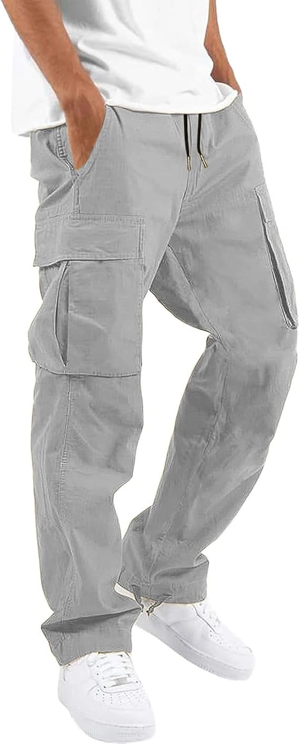 HUNGSON Mens Cargo Pants Casual Hiking Pants Joggers Athletic Pants Cotton Loose...