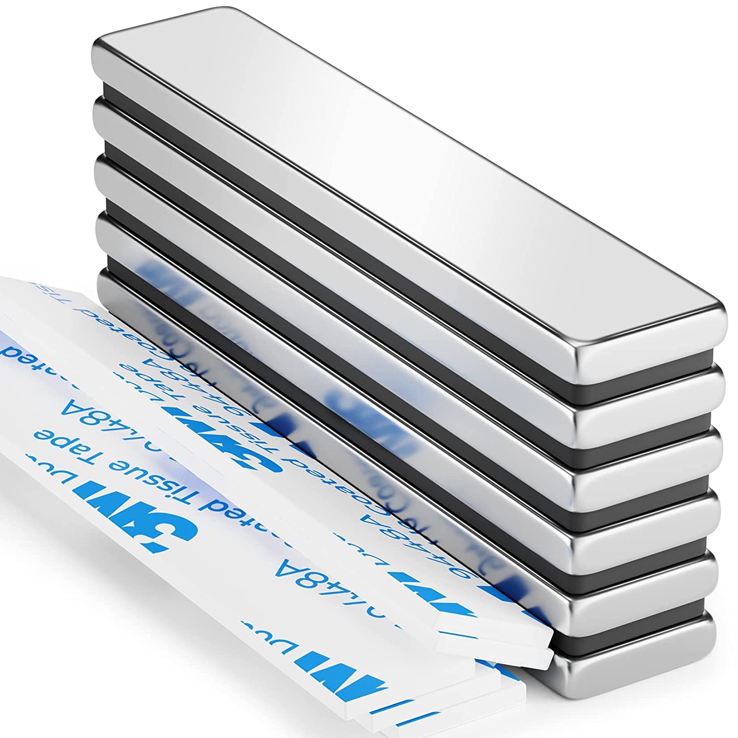 Grtard 6 Pack Strong Magnet, Bar Magnets Strong, Neodymium Magnets Bar, 60 x 10...