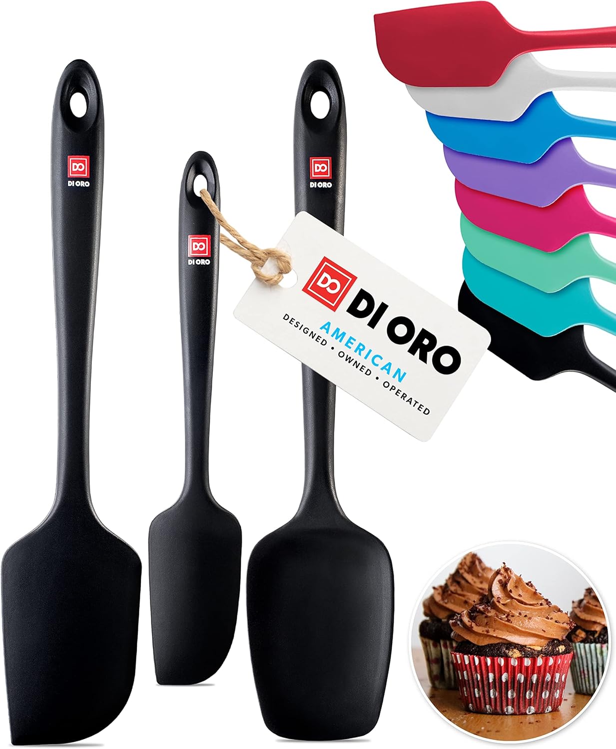 DI ORO Silicone Spatula Set - Rubber Kitchen Spatulas for Baking, Cooking, & Mix...