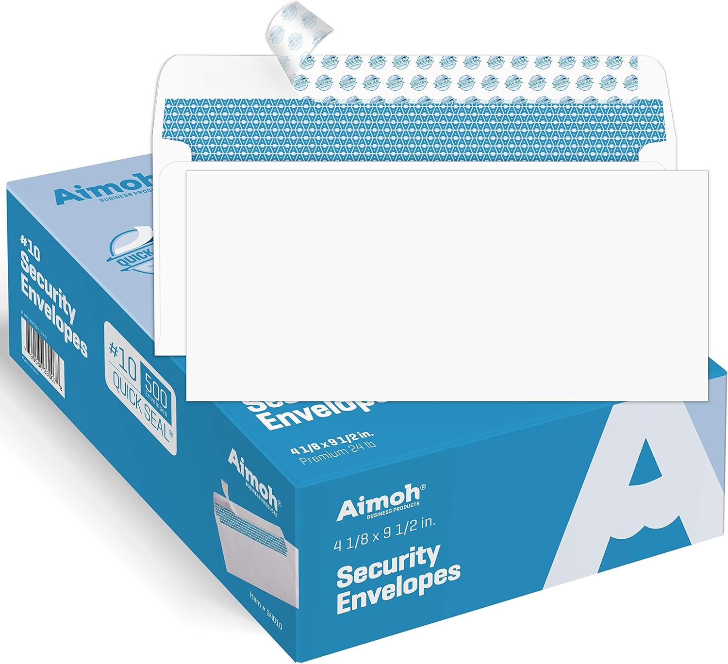 Aimoh 500#10 Security Self Seal Envelopes, Windowless, Premium Security Tint Pat...