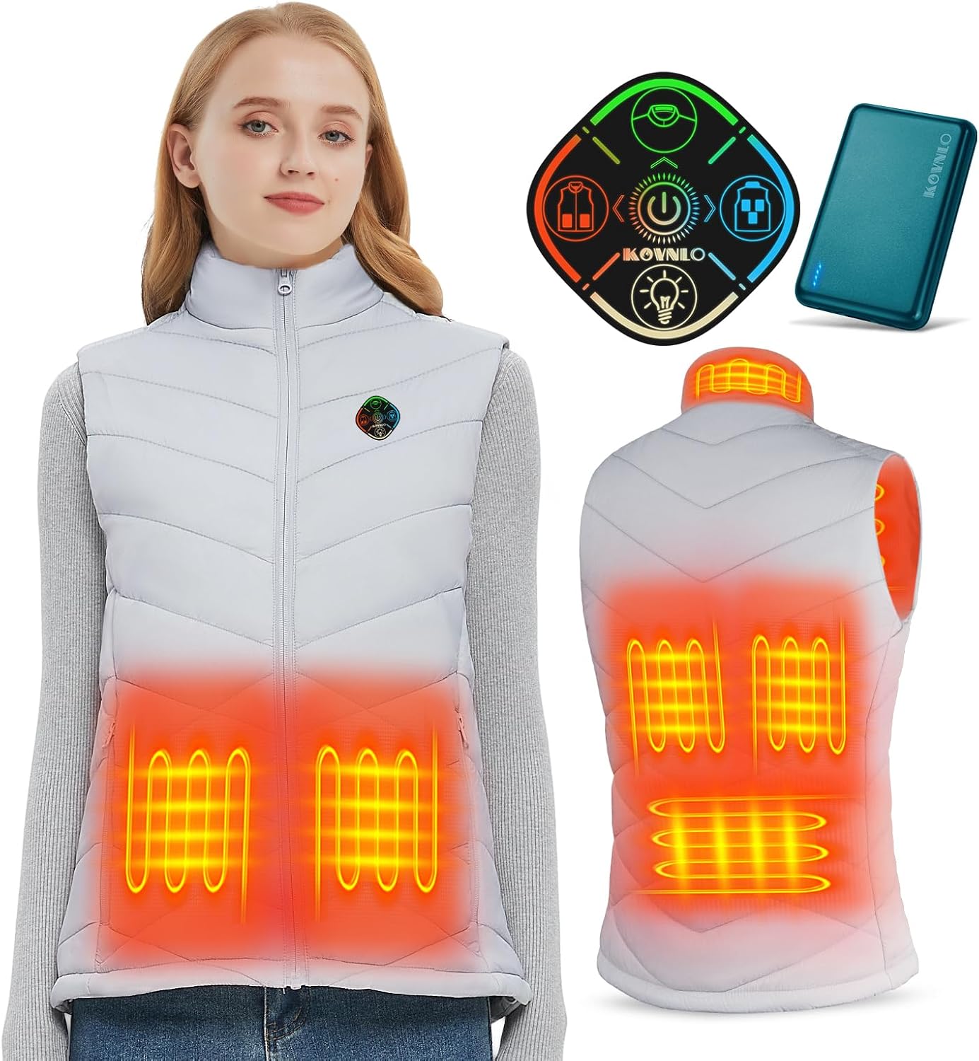 KOVNLO Heated Vest for Women With Battery Pack Included, Smart Controller with L...