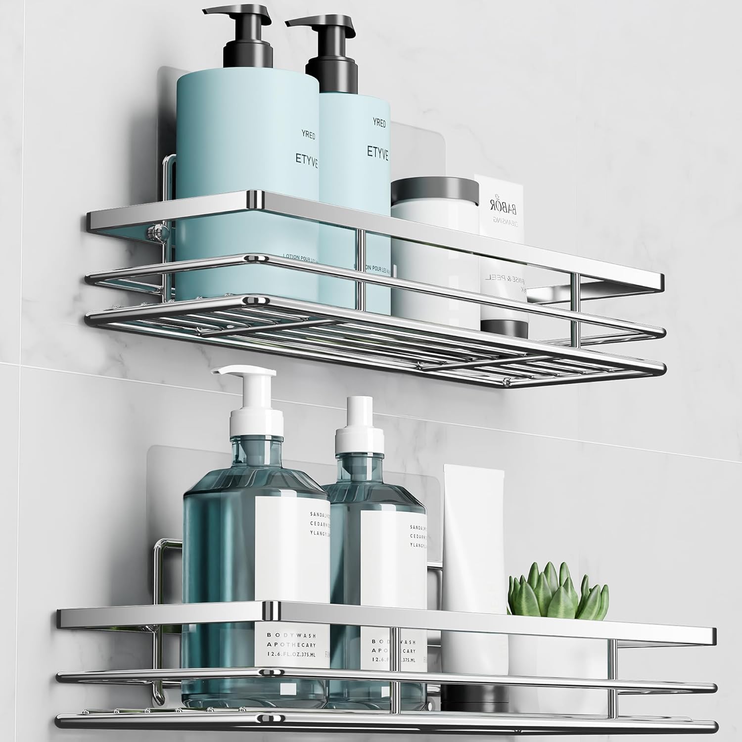 saffruff Shower Caddy 2Pack No-Drilling Organiser Bathroom Caddy Shower Storage...