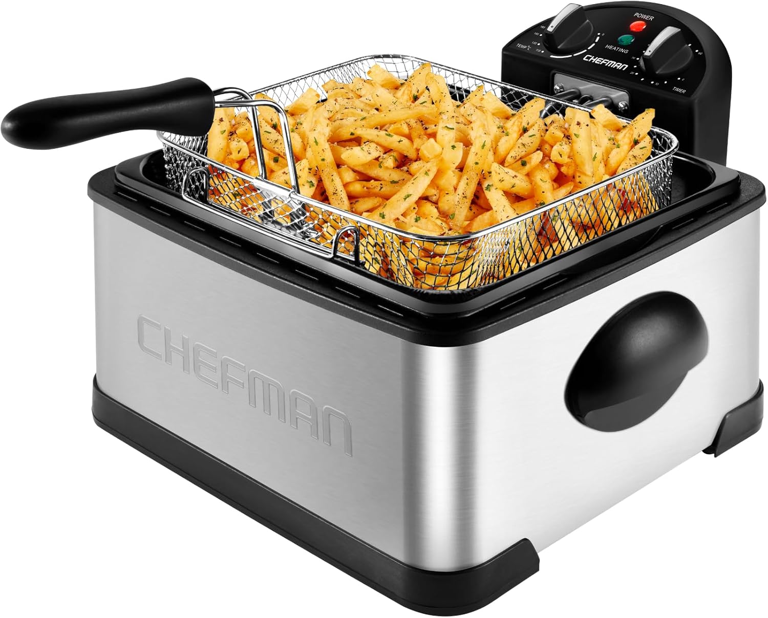 Chefman 4.3 Litre Deep Fat Fryer w/Basket Strainer, XL Jumbo Size, Adjustable Te...