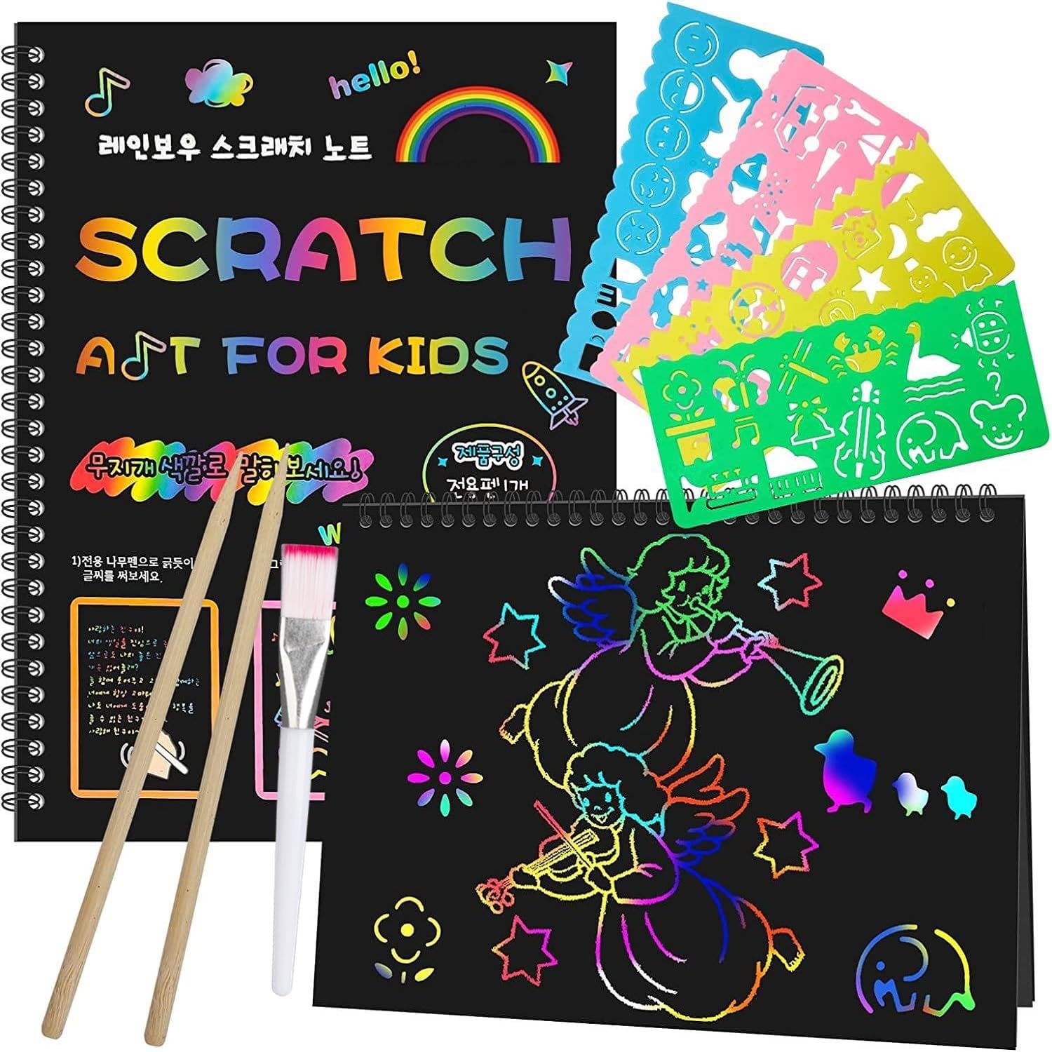 Smasiagon Scratch Paper Art Set for Kids: 2 Pack Scratch Off Arts Crafts Valenti...