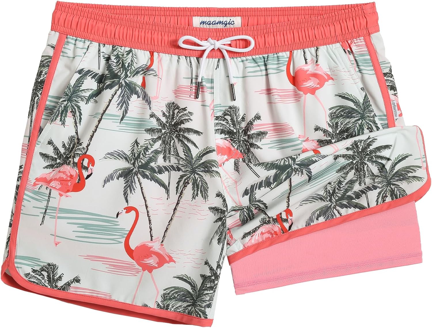 maamgic Mens Short 80s 90s Vintage 5.5" Swim Trunks Swimsuits Board Shorts Compr...