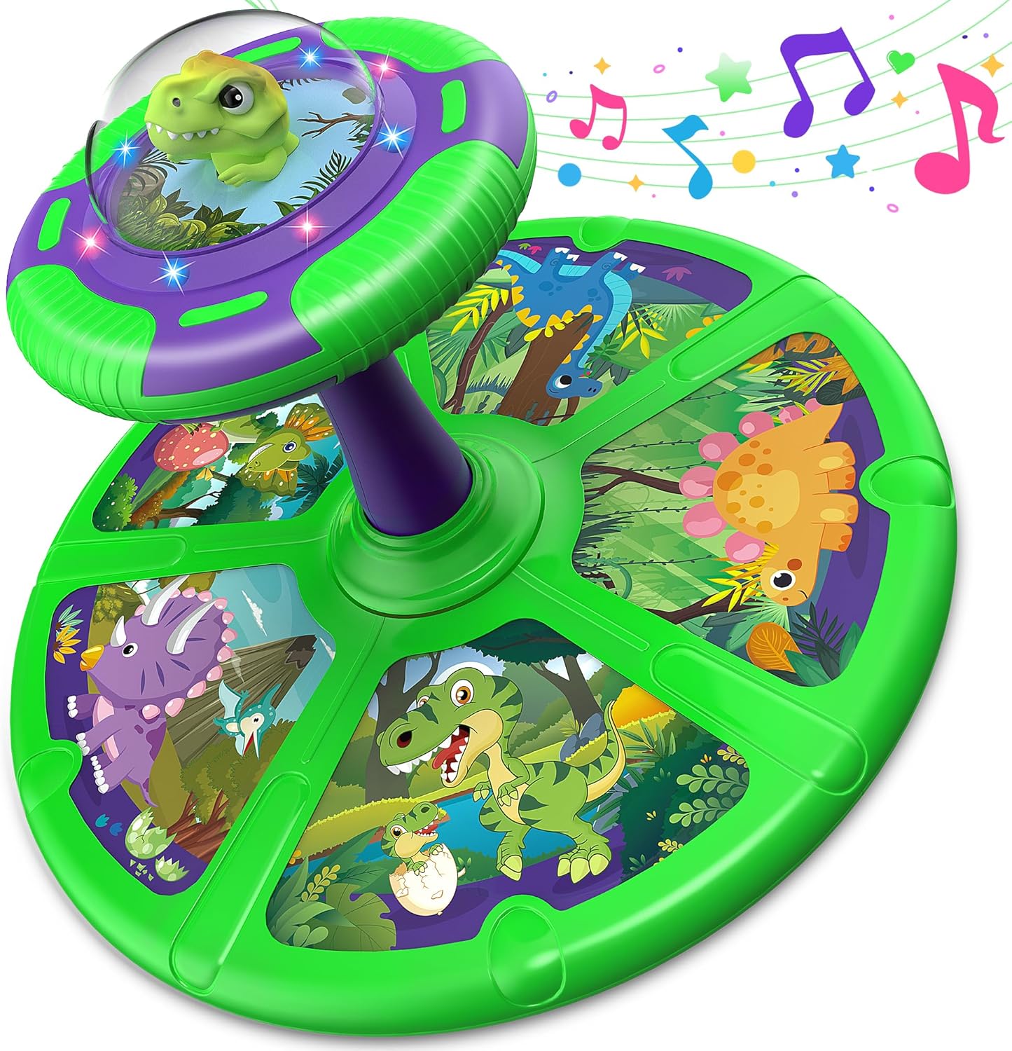 Flooyes Dinosaur Sit and Spin Toys for Toddlers Boys 1 2 3 Years Old, Birthday G...