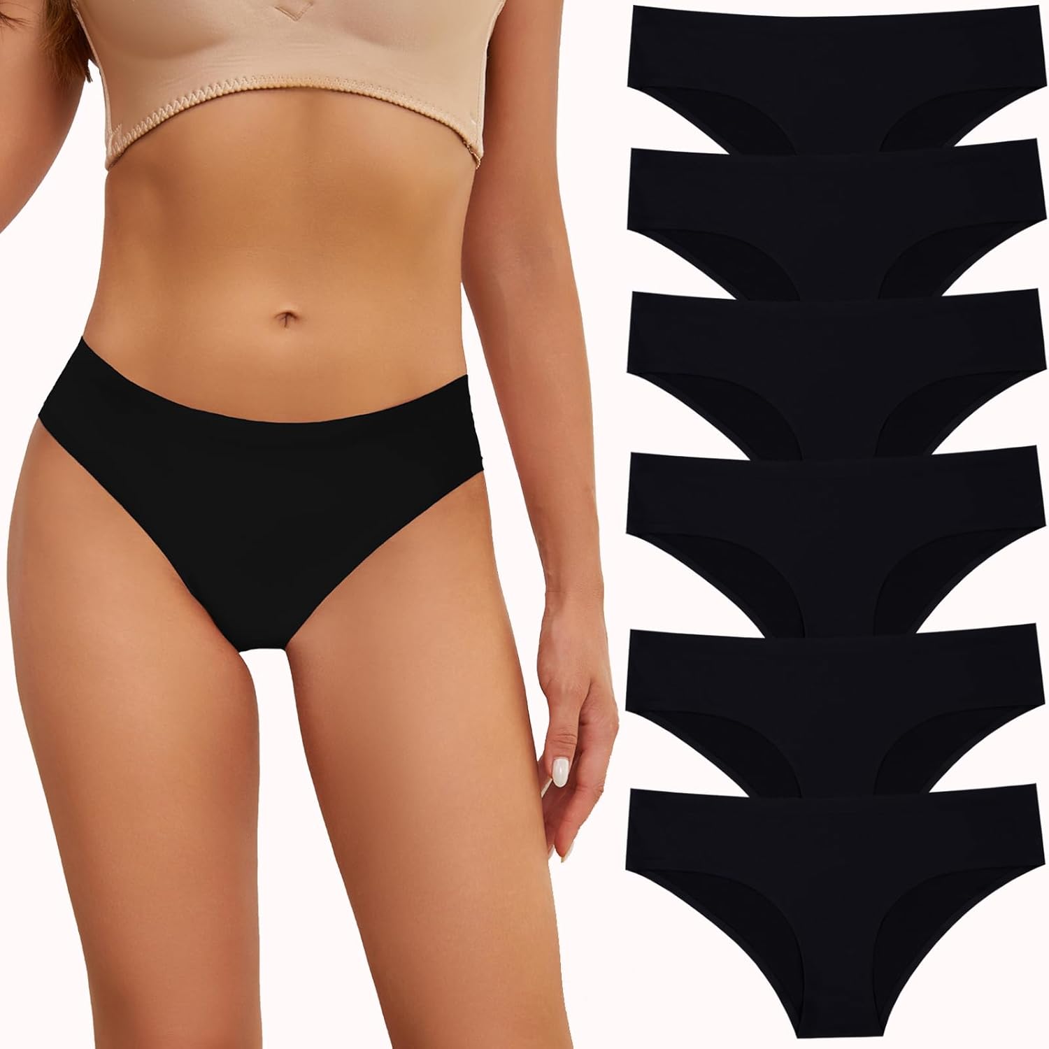 Seamless Underwear for Women No Show Panties Invisibles Briefs Soft Stretch Biki...