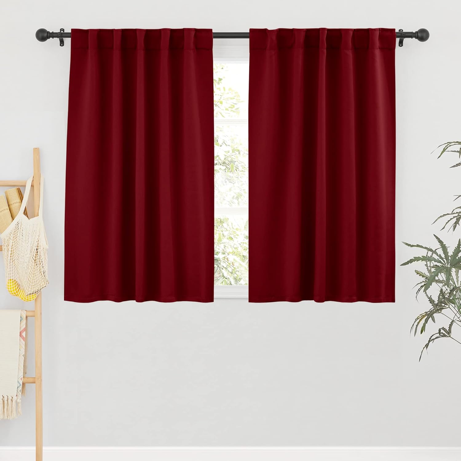 RYB HOME Cafe Window Curtains - Heavy Duty Solid Drapes with Back Tab Top, Therm...