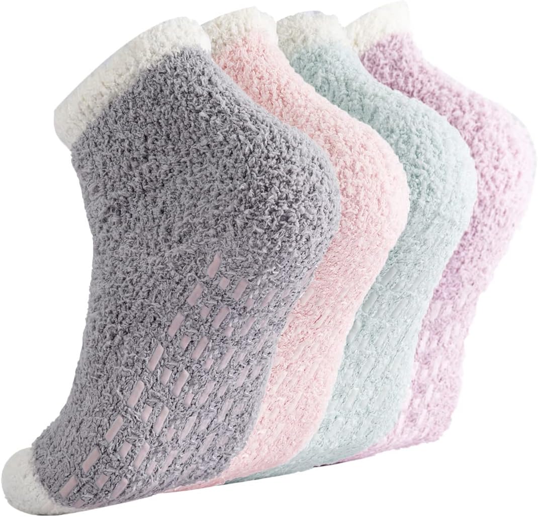 Breslatte Non Slip Hospital Socks with Grips for Women Grip Slipper Socks for Wo...