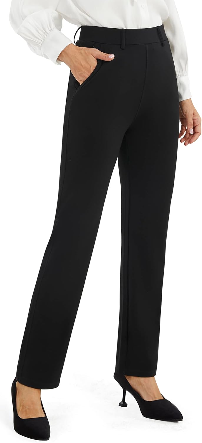 AFITNE Straight Leg Trousers with Pockets for Women UK 29''/31''/33'' - Ladies S...
