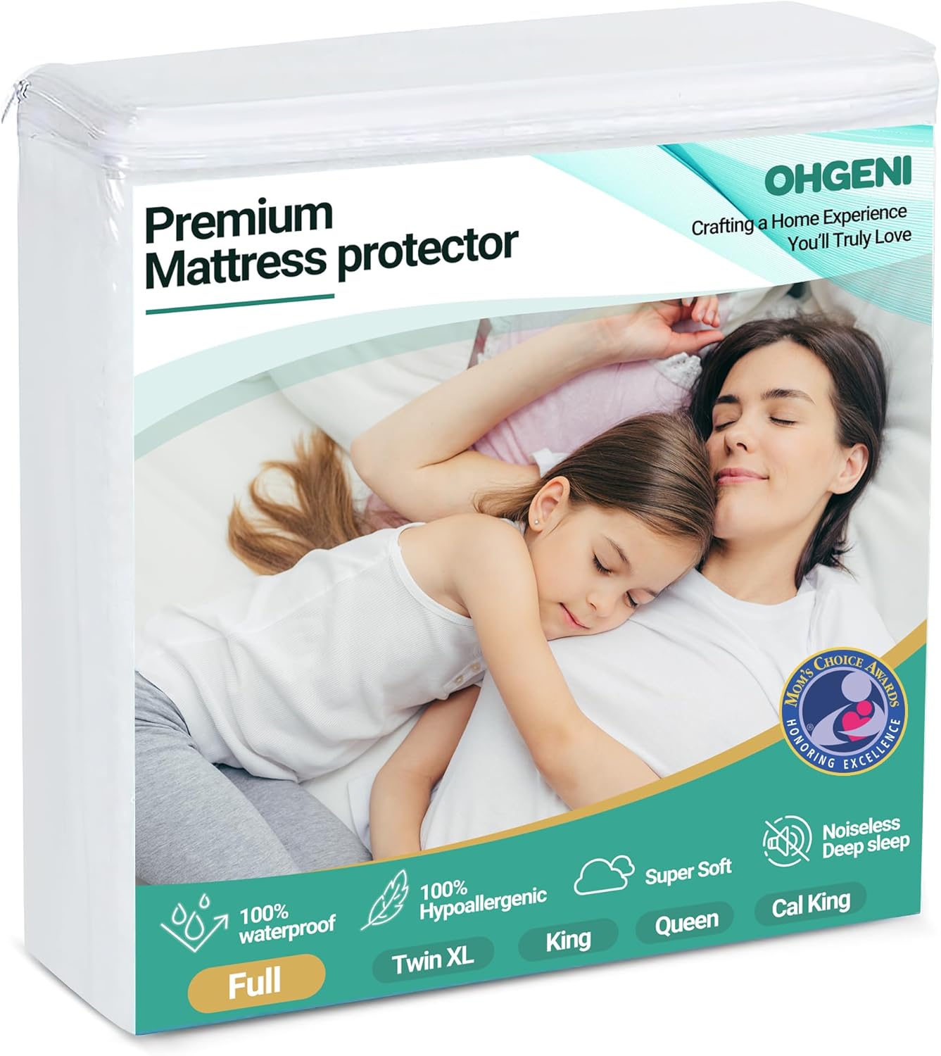 OhGeni 100% Waterproof Mattress Protector, Full Size, Fitted Sheet with Deep Poc...