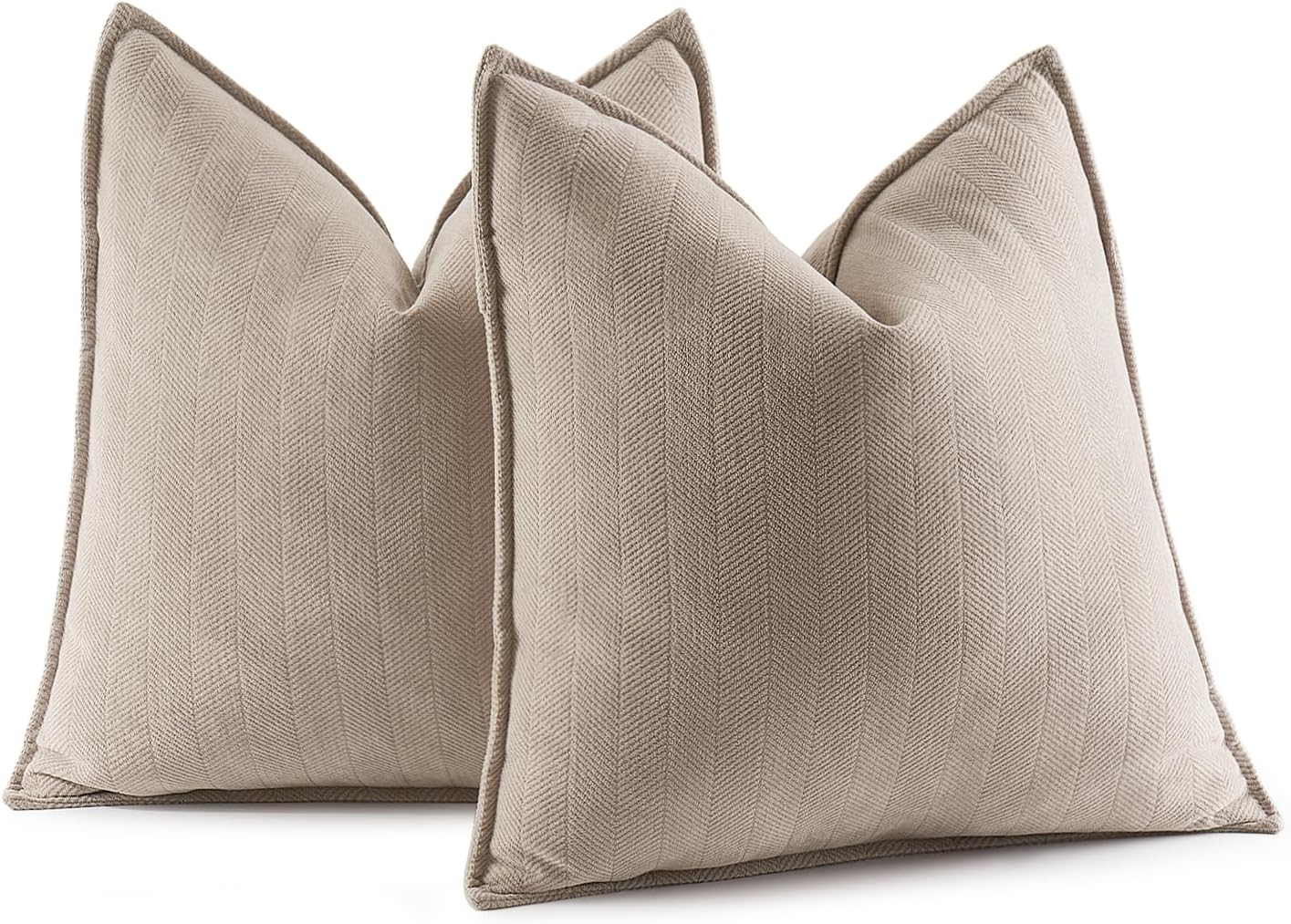 MIULEE Pack of 2 Beige Decorative Pillow Covers 20x20 Inch Soft Chenille Couch T...