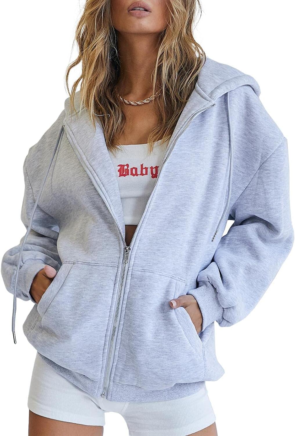 AUTOMET Womens Zip Up Hoodies Long Sleeve Fall Oversized Sweatshirts Fleece Y2K...