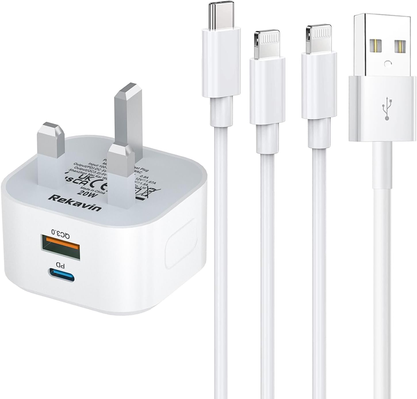 USB C Charger For iPhone Fast Charger, USB C Charging Plug and 2Pack 1M Cable fo...