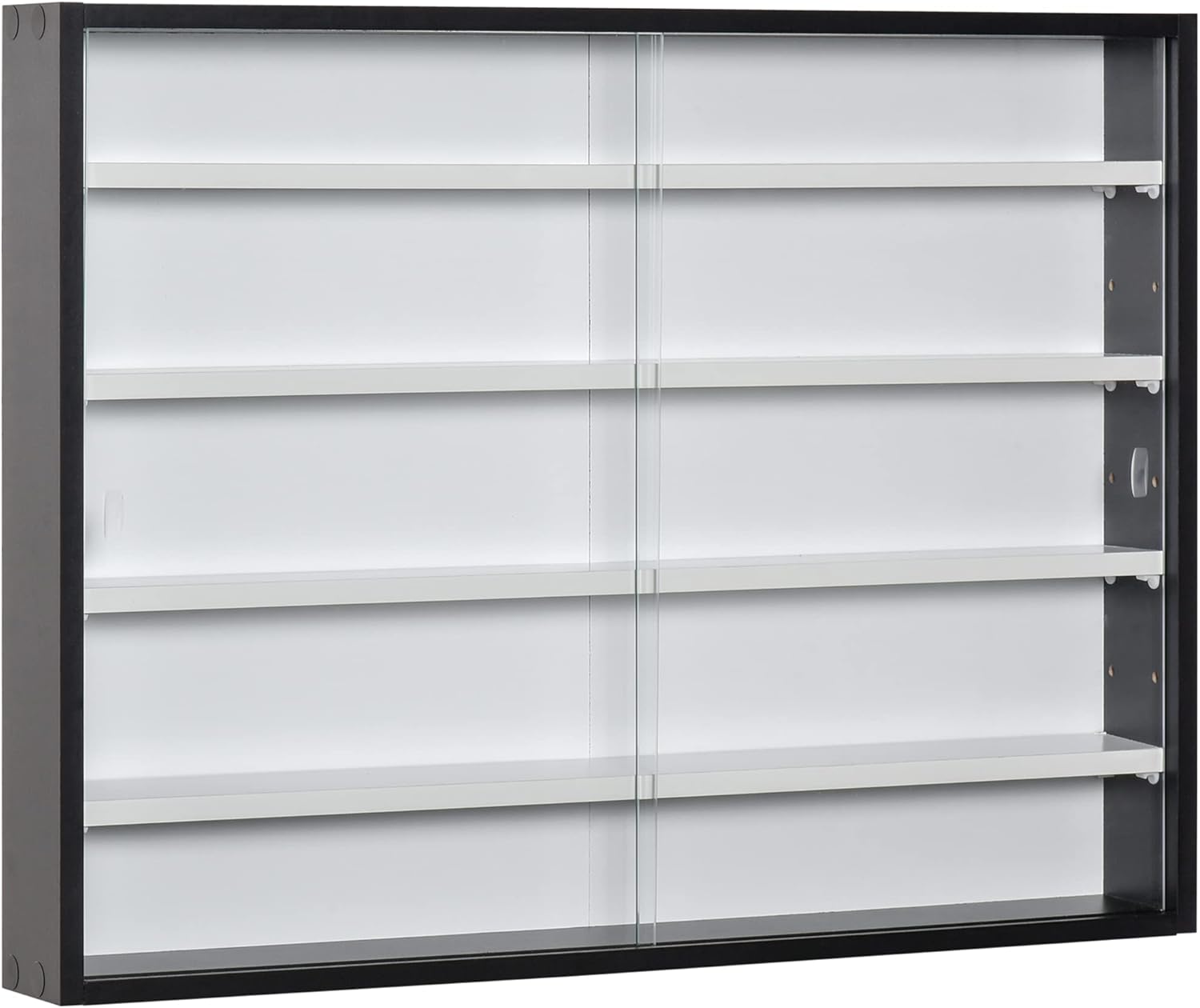 HOMCOM 5-Tier Wall Display Shelf Unit Cabinet w/ 4 Adjustable Shelves Glass Door...
