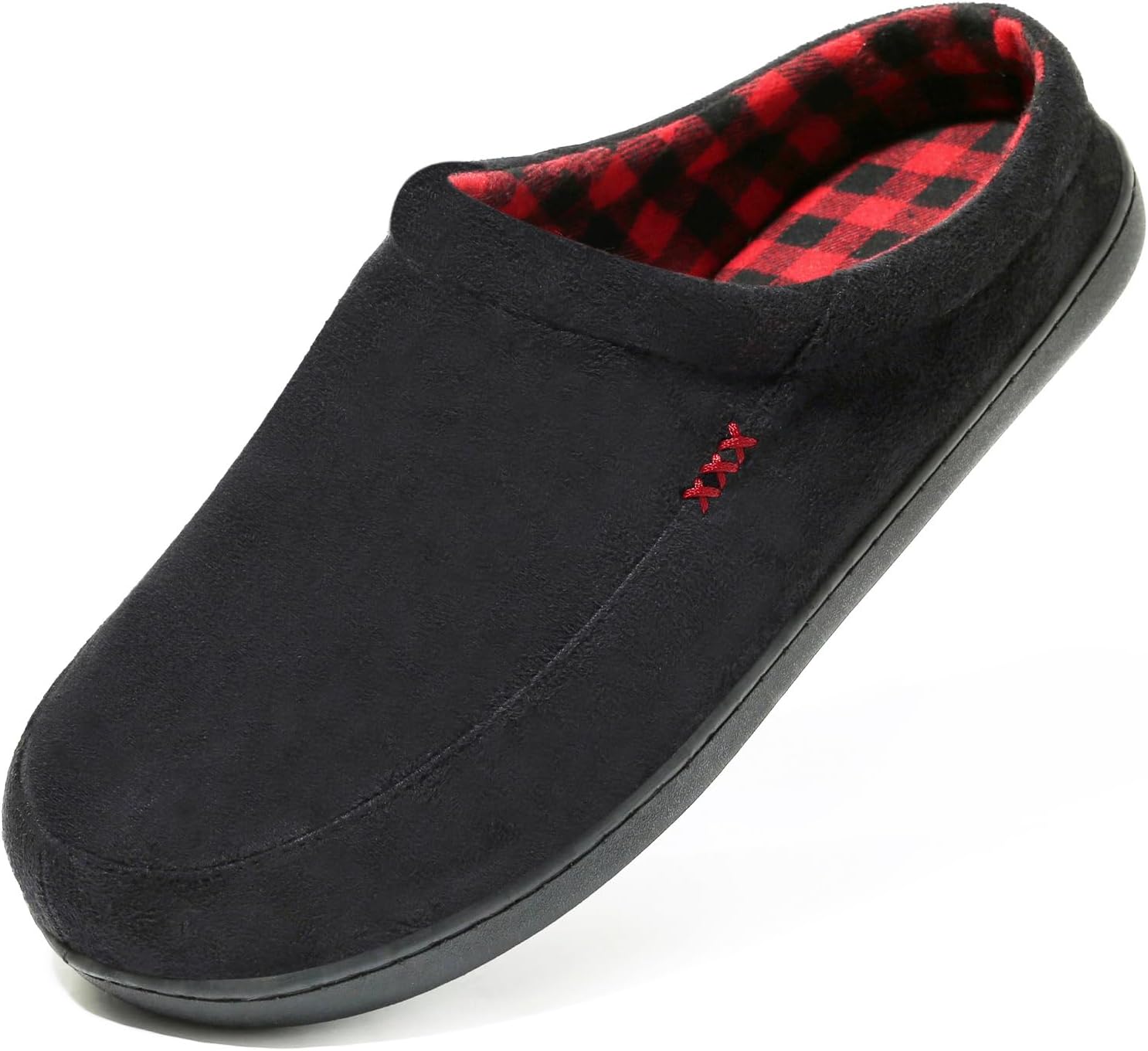 NewDenBer Men's Warm Memory Foam Suede Plush Fleece Lined Slip on Indoor Outdoor...