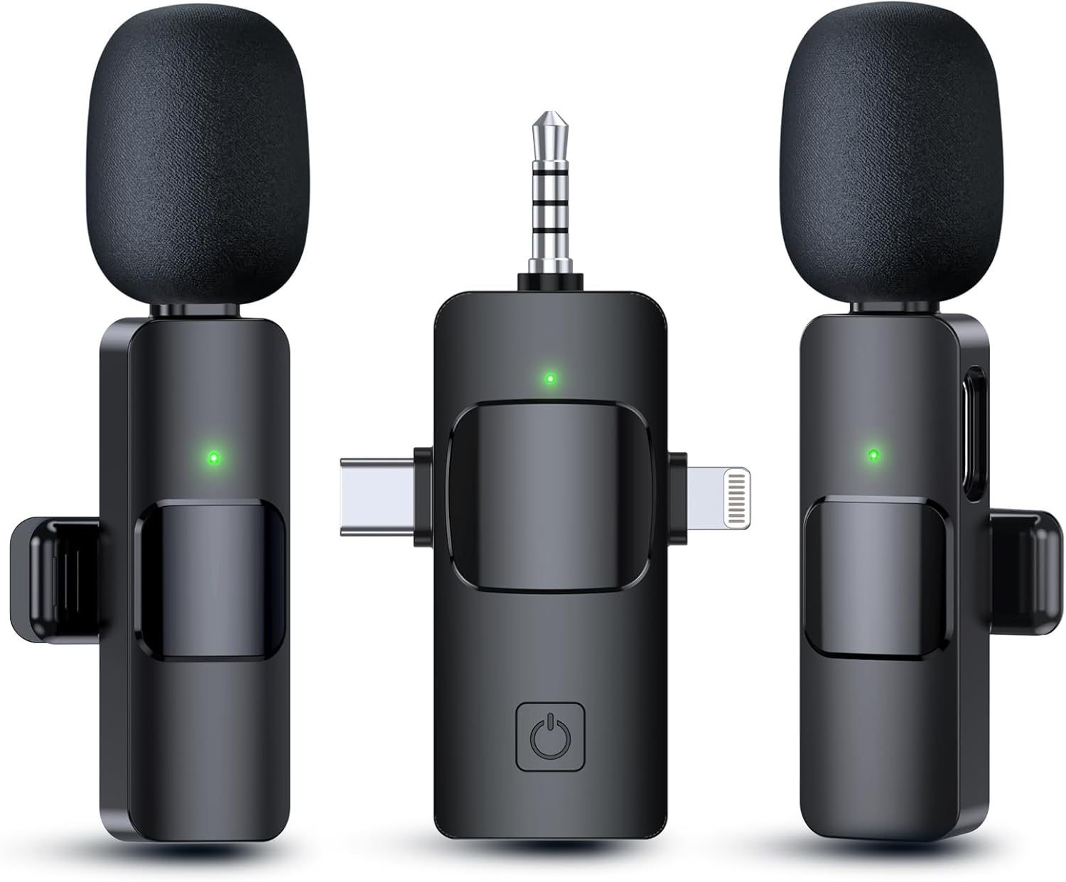 PQRQP 3 in 1 Wireless Microphone for iPhone, Android, Camera, USB-C Microphone,...