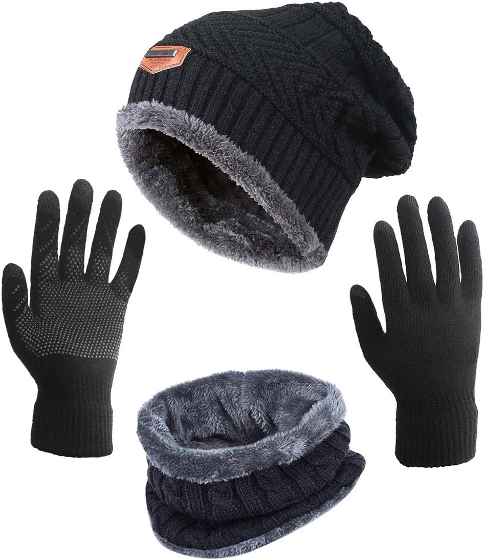 HINDAWI Winter Hat Scarf Gloves Slouchy Beanie Snow Knit Skull Cap Touch Screen...