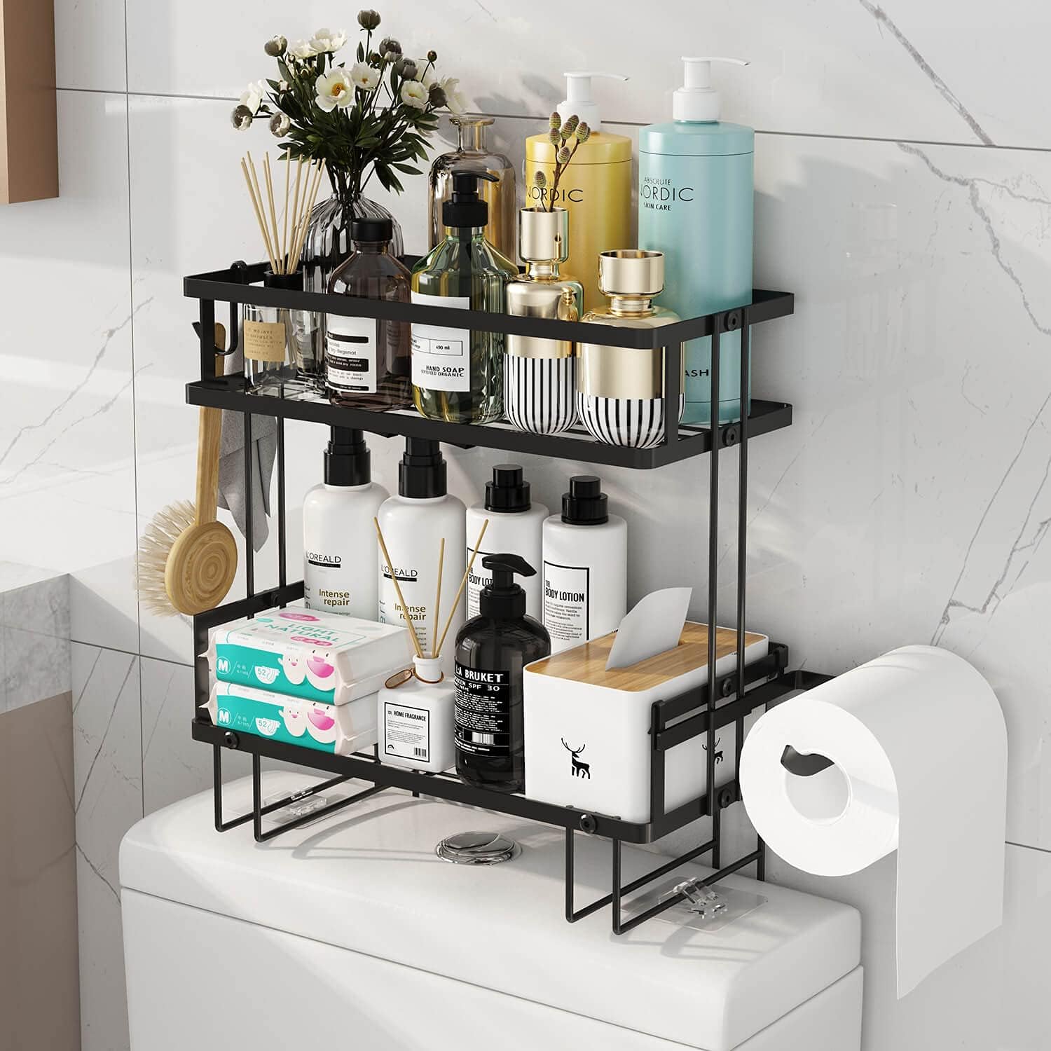 Godboat Bathroom Organizers and Storage, 2-Tier Over Toilet Storage, Bathroom St...