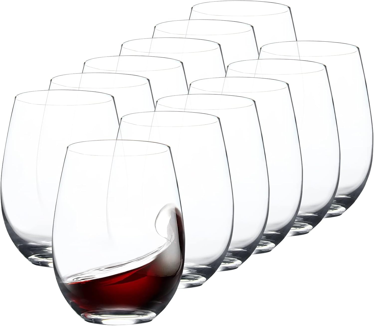 Stemless Wine Glasses Set of 12, 15 Ounce Smooth Rim Standard Wine Glass Tumbler...