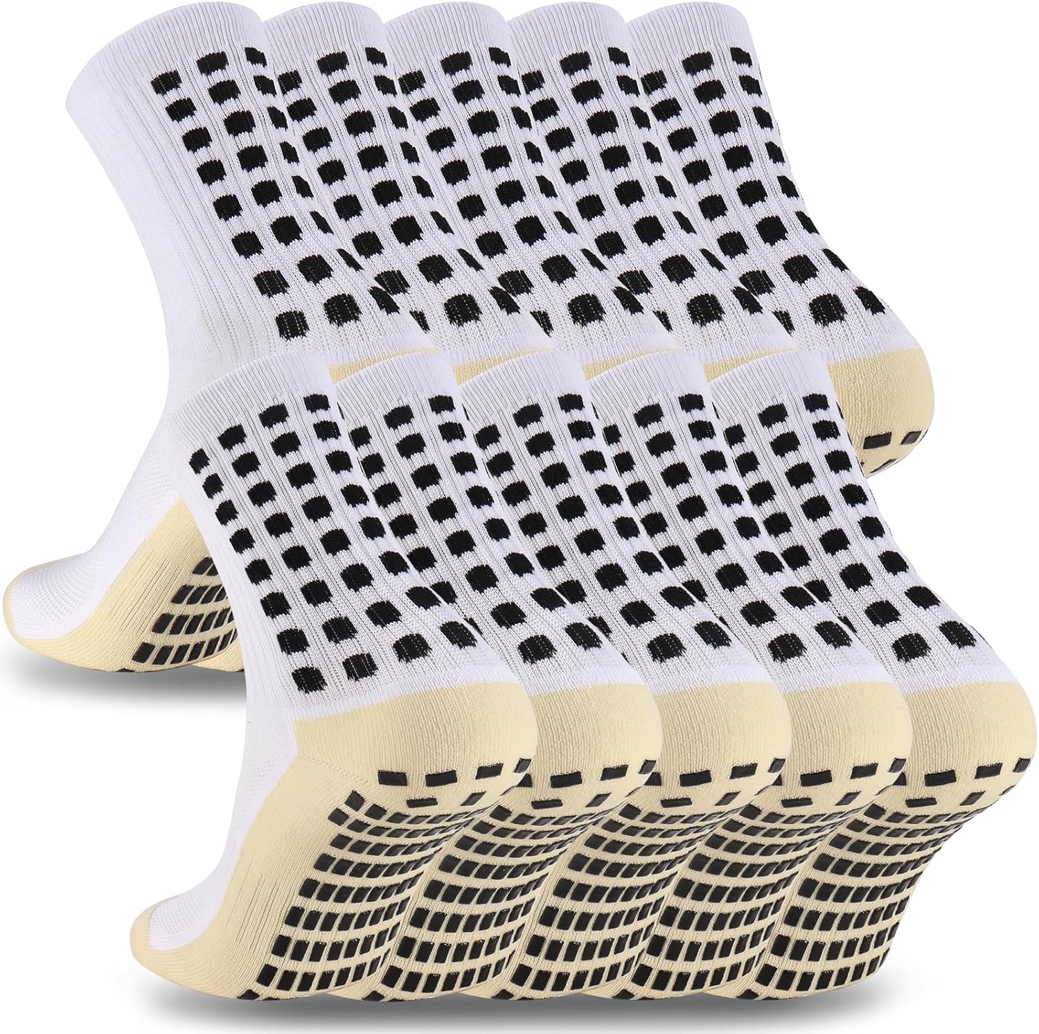 Ultrafun 5 Pairs Soccer Socks with Grip Pads Non Slip Football Basketball Sports...