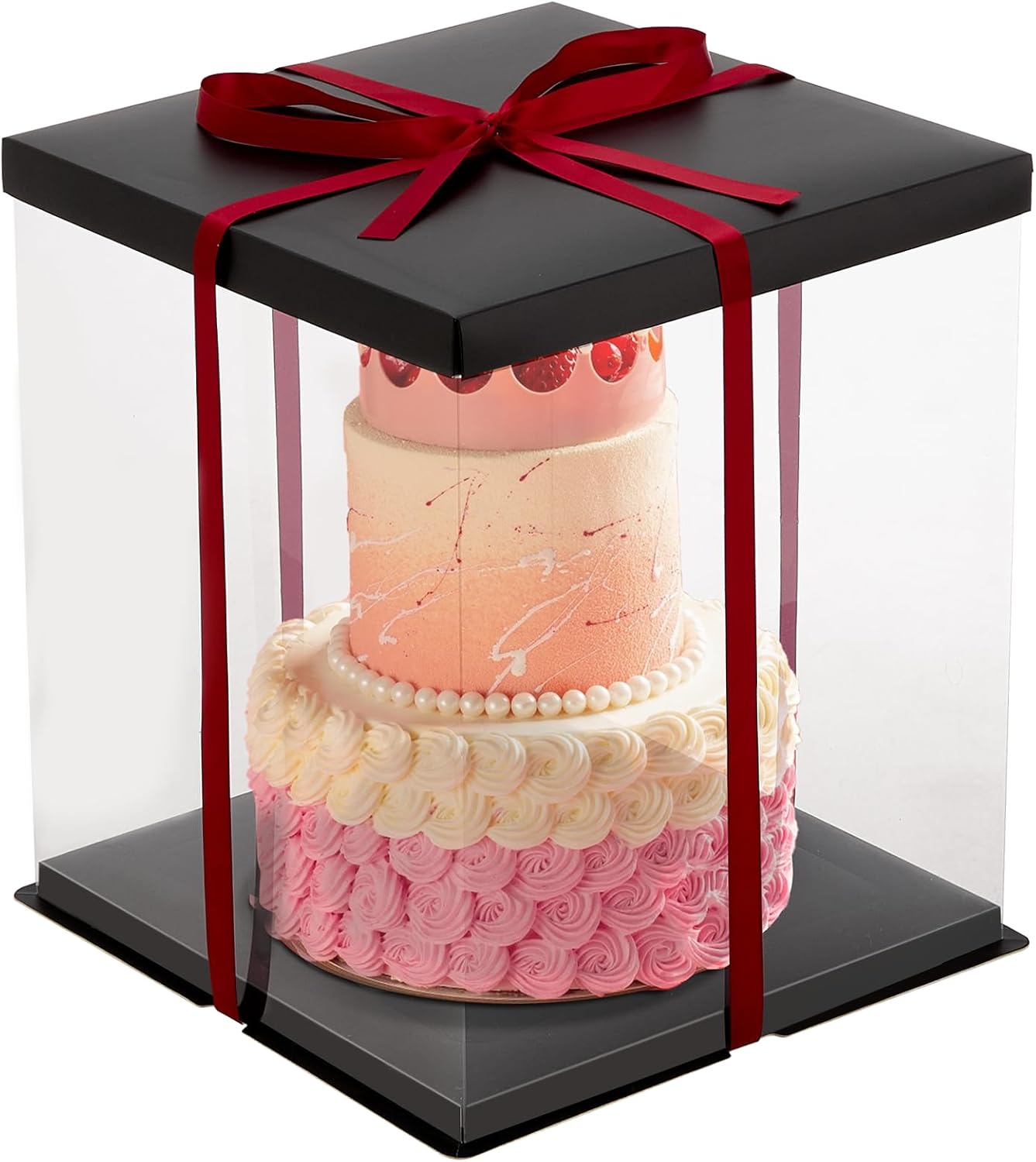 Warmiehomy Clear Cake Box, 34x34x37CM for 12 Inch Tall Cake Box, Transparent Cak...