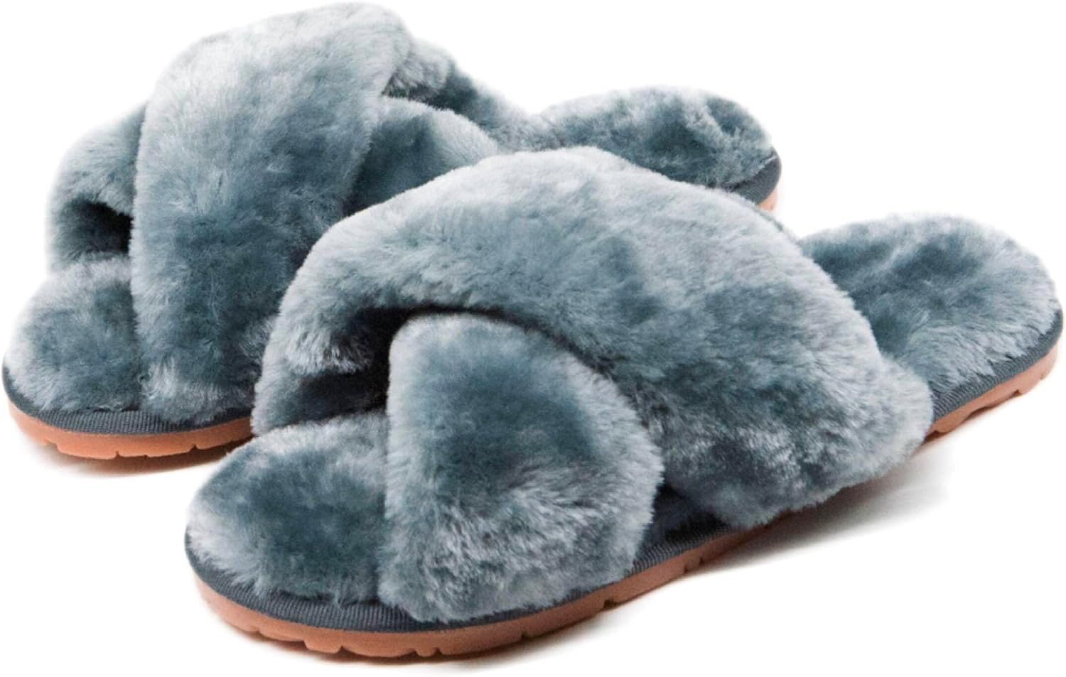 Crazy Lady Women's Fuzzy Fluffy House Slippers Cute Plush Memory Foam Shoes Cros...