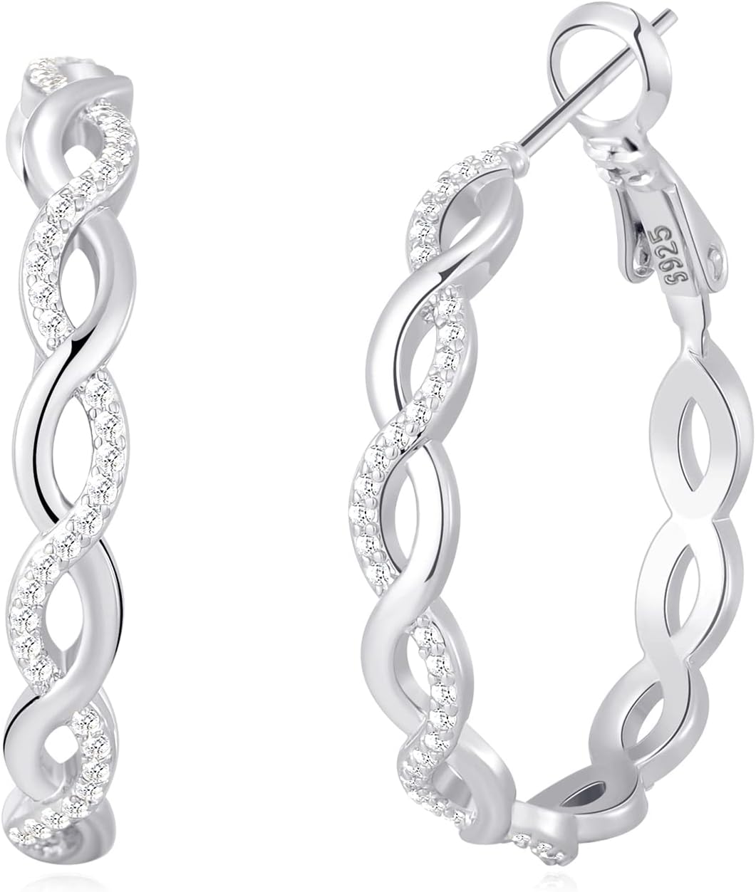 Senteria 925 Sterling Silver Earrings Hoops for Women Lightweight Twisted Hoop E...