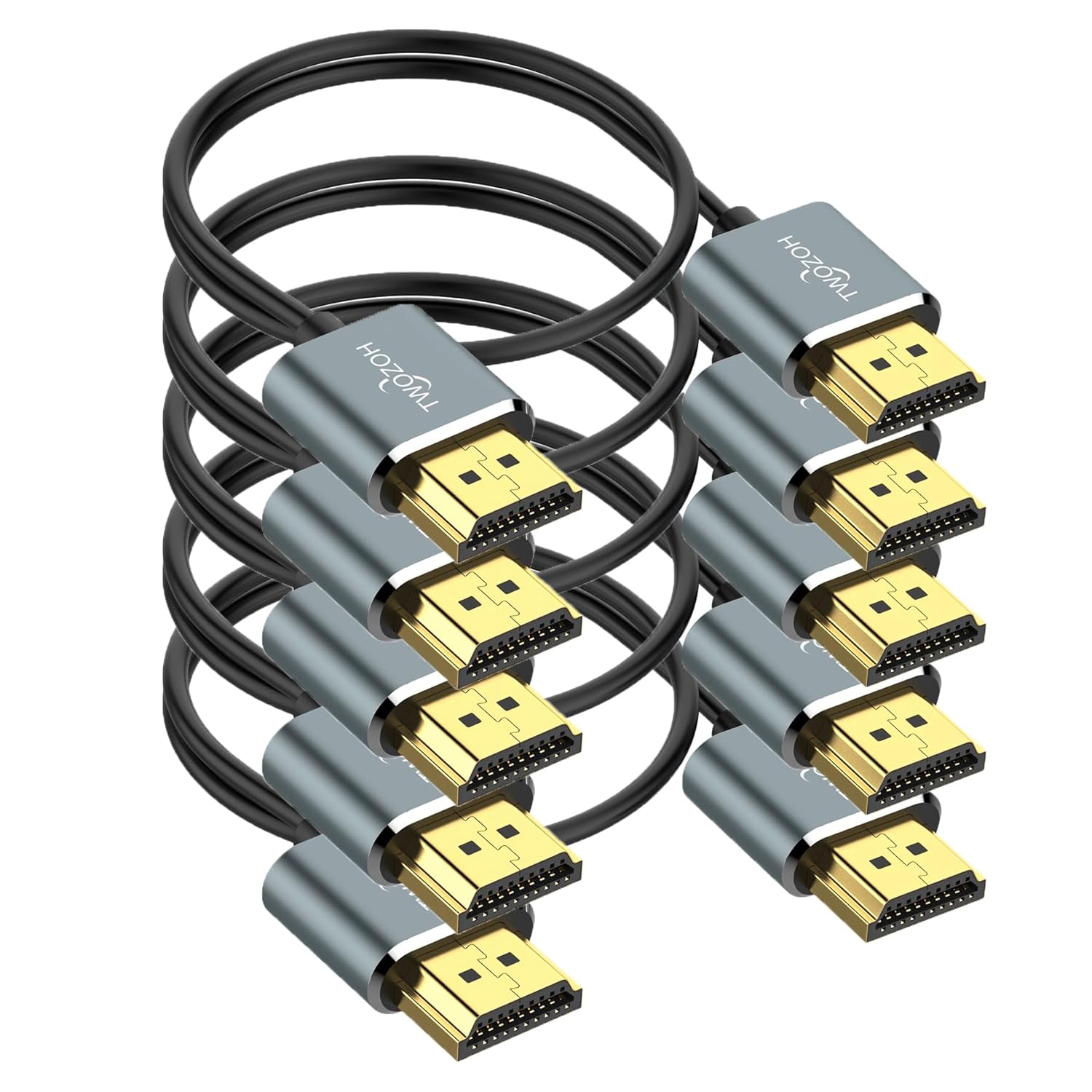 Twozoh Slim 4K HDMI Cable 0.3M 5 Pack, Ultra Thin & Flexible Skinny HDMI to HDMI...