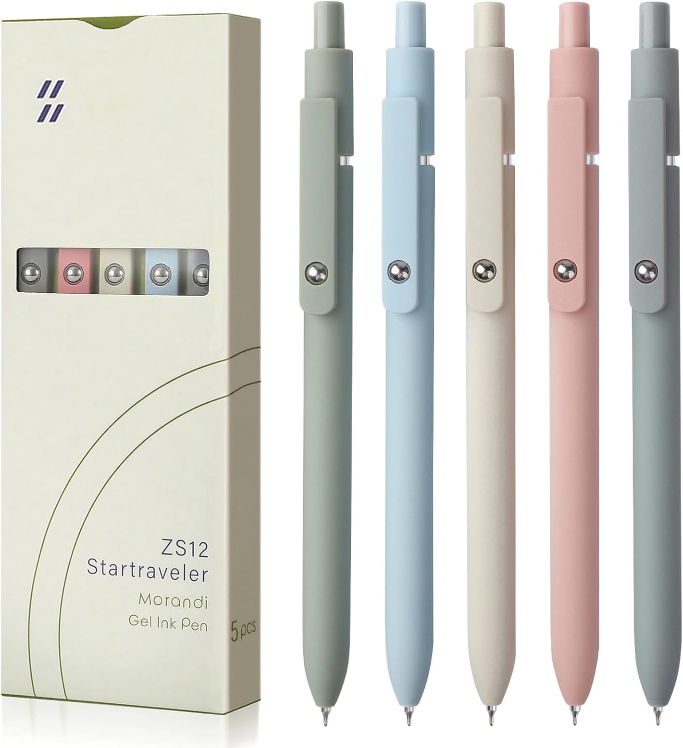FIOVER 5pcs Gel Pens Quick Dry Ink Pens Fine Point Premium Retractable Rolling B...