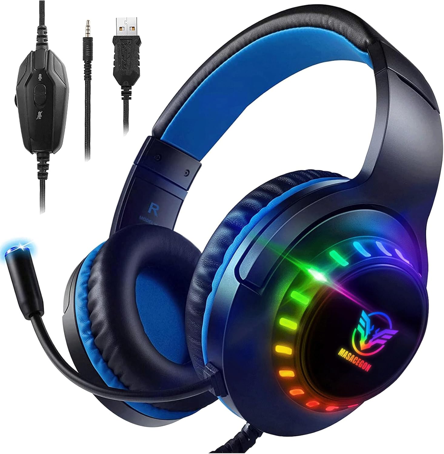 Pacrate RGB Gaming Headset for PS5 PS4 Nintendo Switch Mac PC Xbox Headset PS4 H...