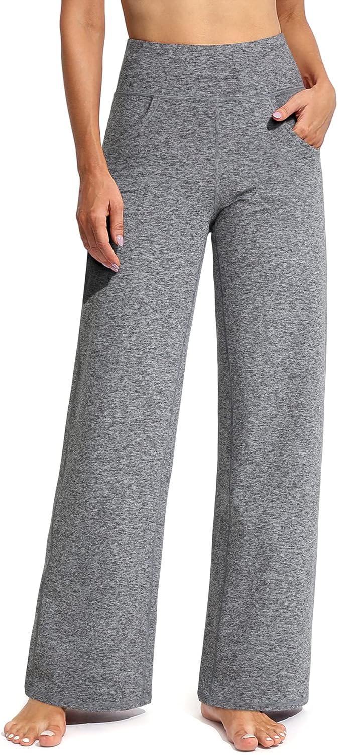 Promover Women's Activewear Trousers Yoga Trousers with Pockets Straight Wide Le...