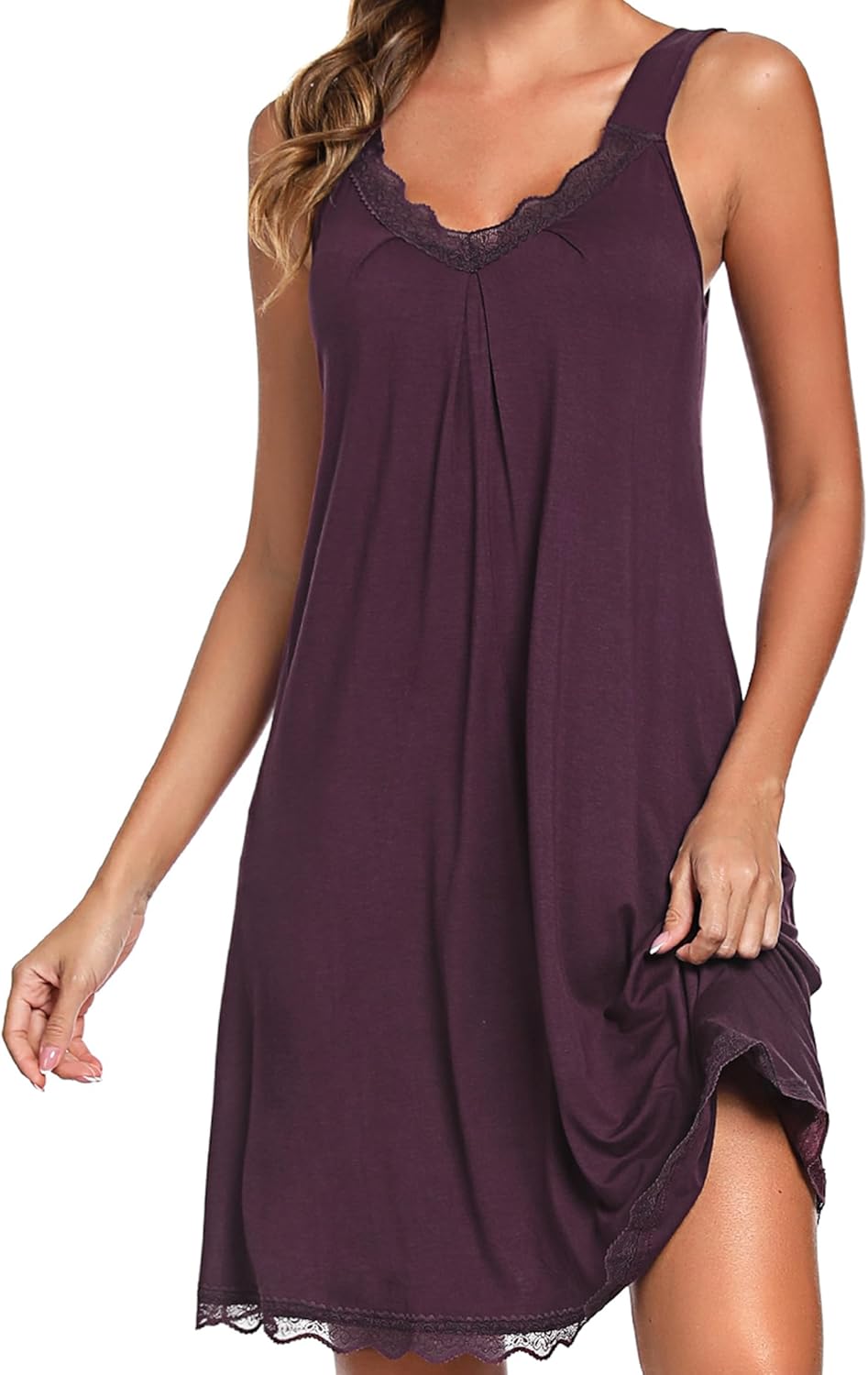 Uniexcosm Women's Nightdresses Sleeveless Nighties Cotton Lace Nightgown V Neck...