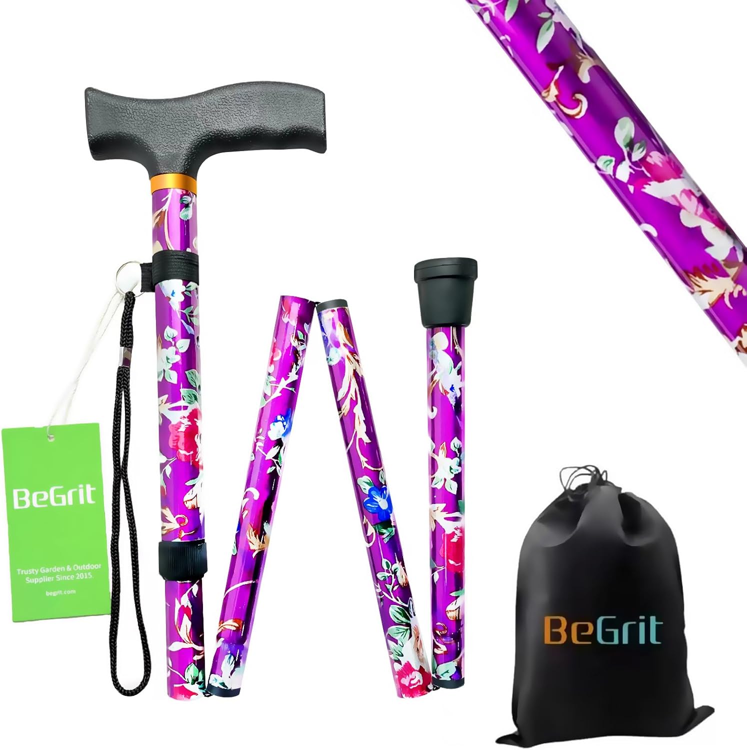 BeGrit Walking Sticks for Women Folding Walking Sticks Adjustable Walking Stick...