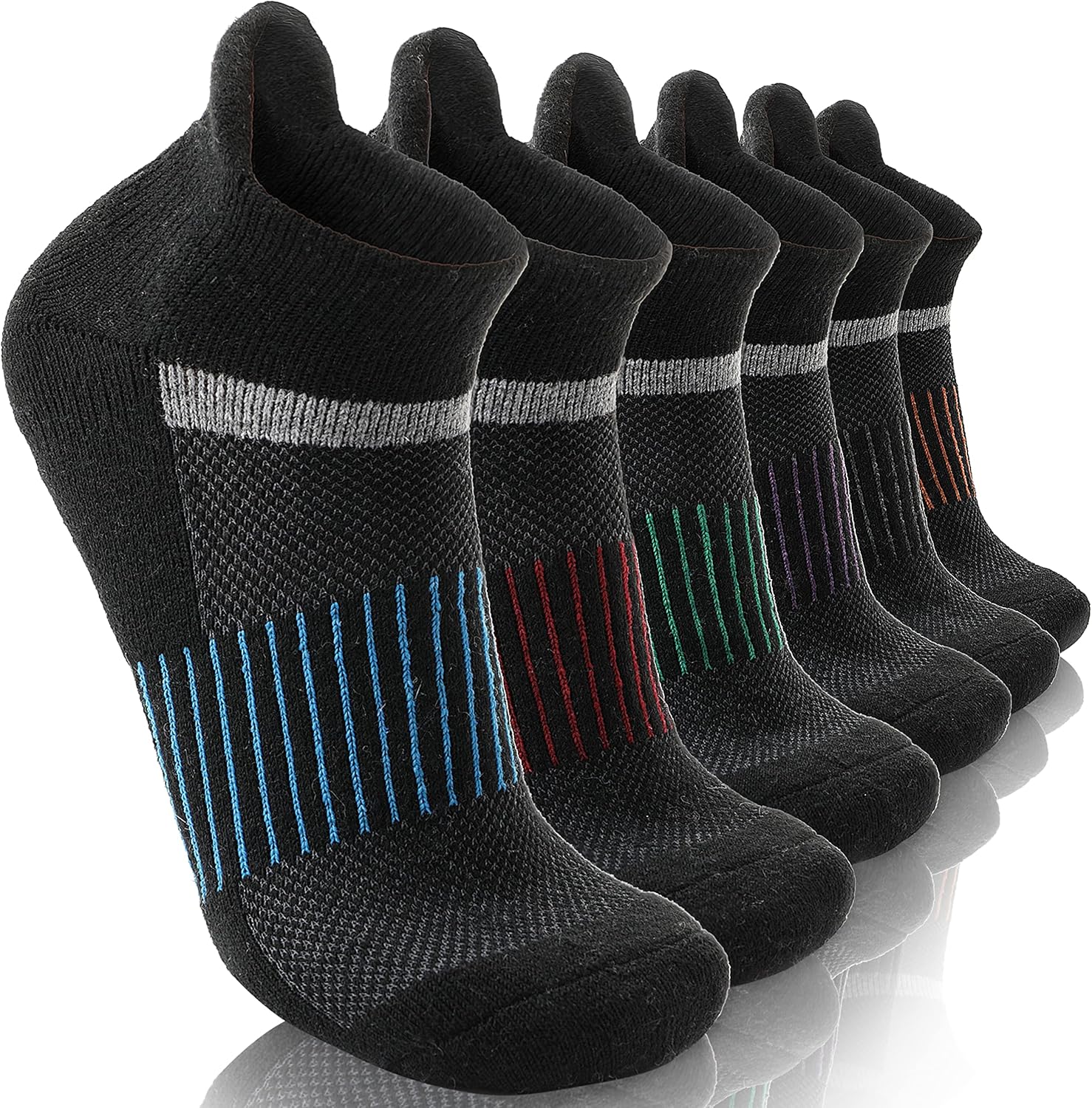 6 Pairs Merino Wool Ankle Running Hiking Socks Compression Support Breathable Th...