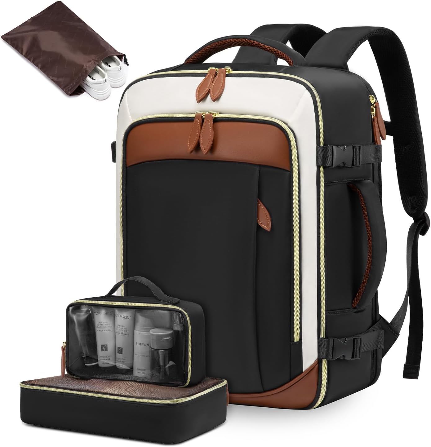 LOVEVOOK Travel Backpack for Women, 40L Carry On Backpack with 3 Packing Cubes,T...