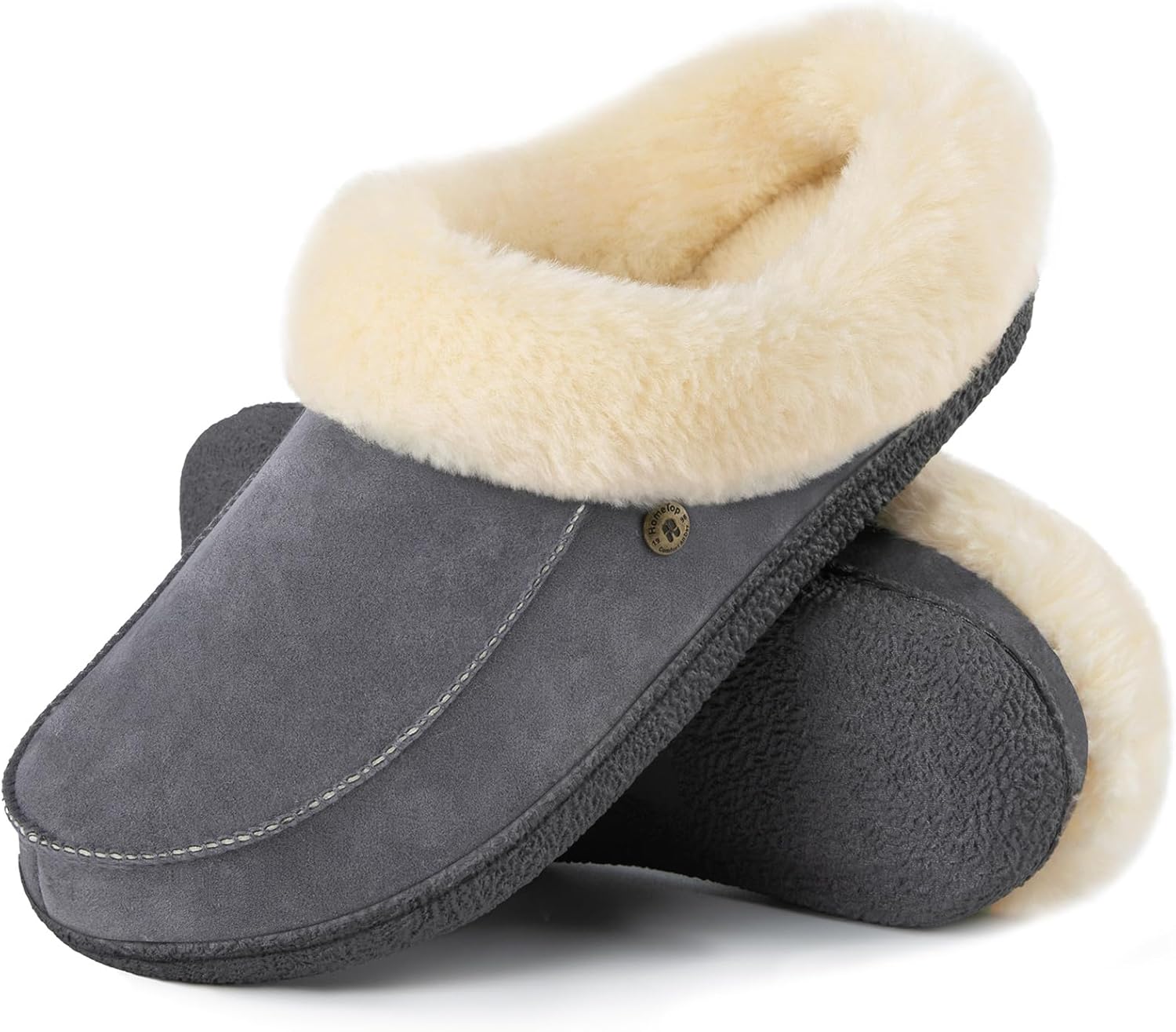 HomeTop Women's Moccasin Slip-on Slippers Soft Microsuede Clog Comfy Non-slip Me...