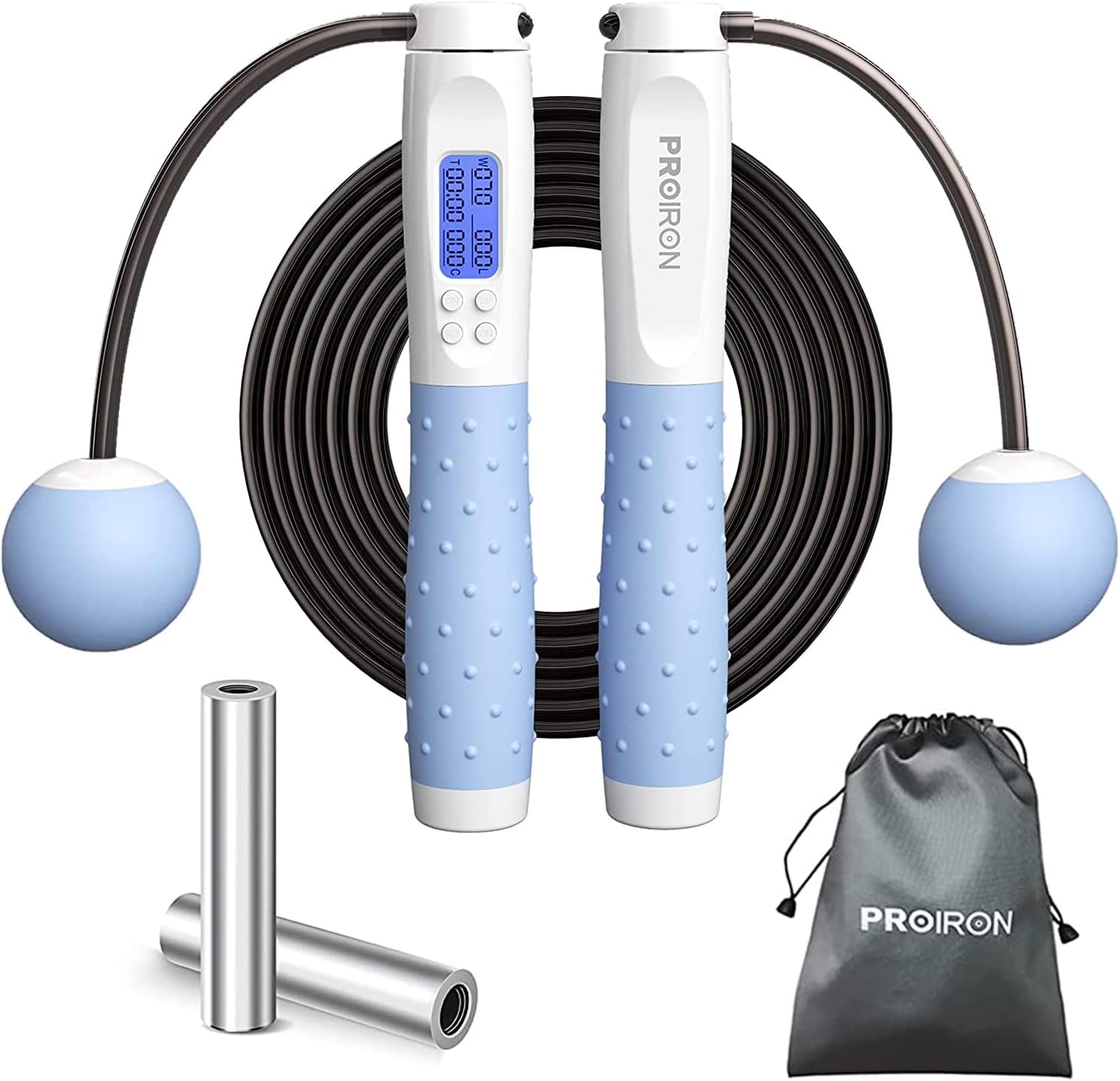 PROIRON Cordless Skipping Rope, Digital Wireless Jump Rope Adjustable Weights/Le...
