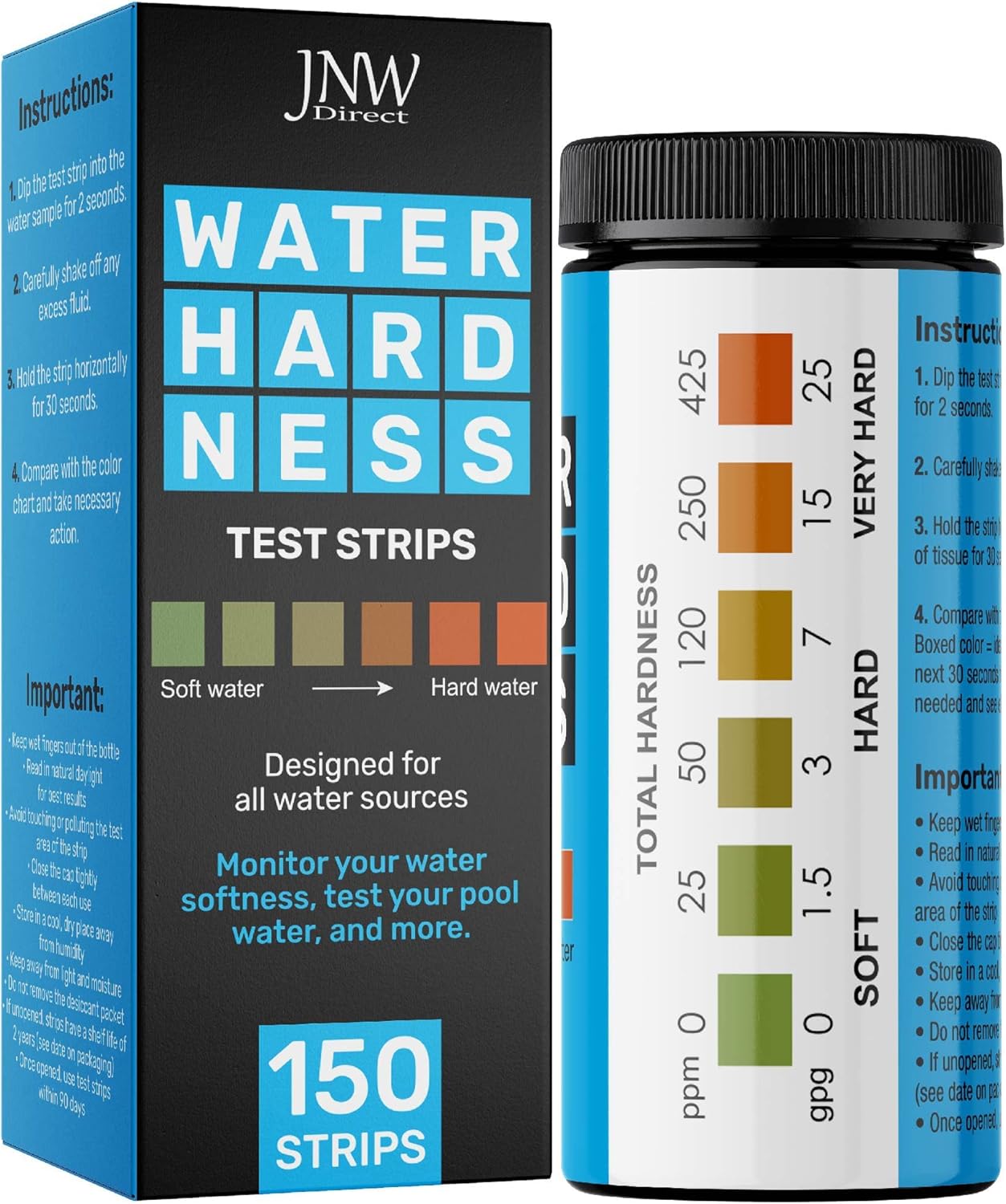 Water Hardness Test Kit - Quick and Accurate Water Hardness Test Strips - Hard W...