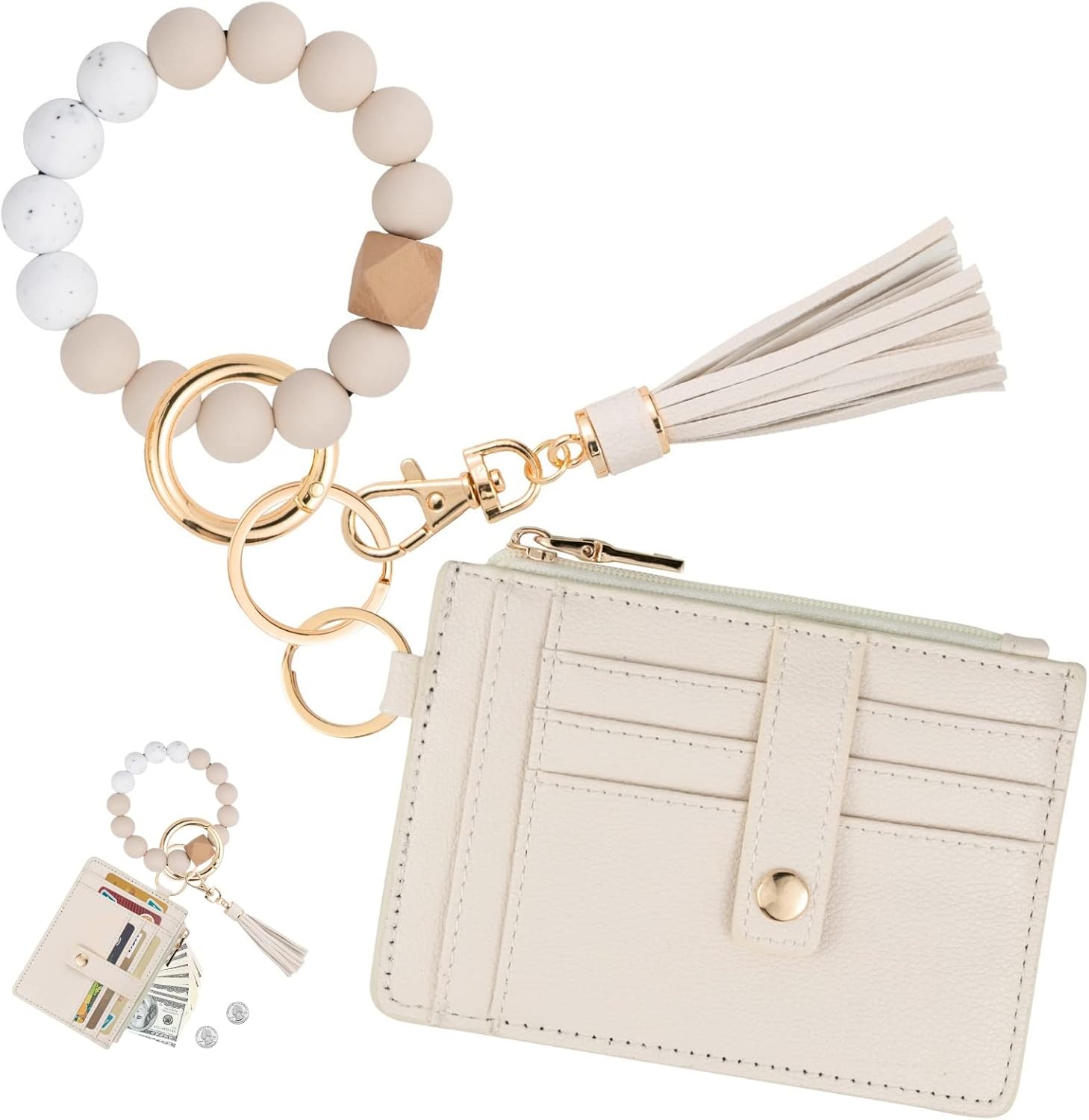 KNGITRYI Wallet Keychain Wristlet for Women,Slim RFID Credit Card Holder Purse T...