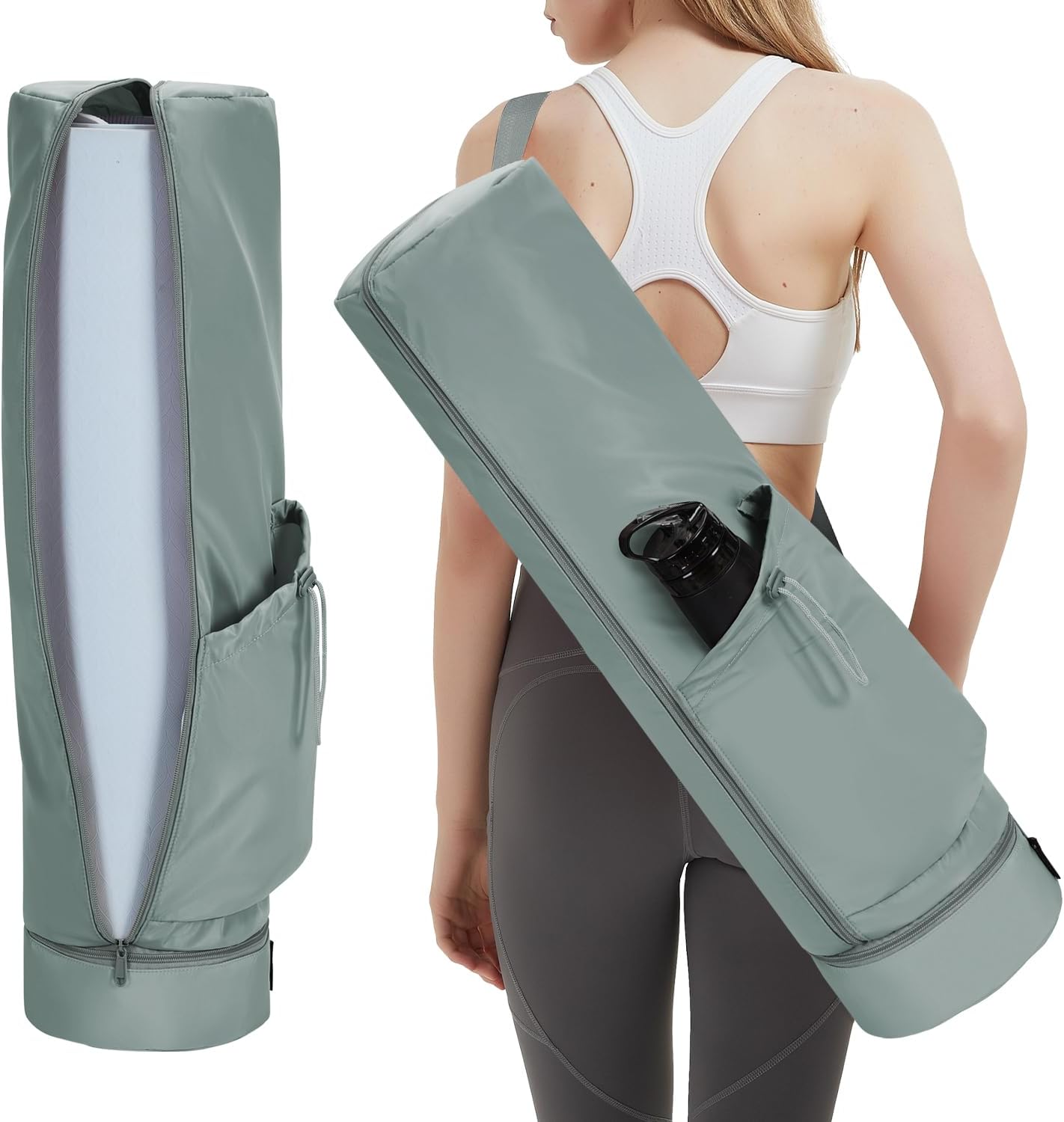 sportsnew Yoga Mat Bag Large with Carrying Strap, Bottle Pocket and Wet Compartm...