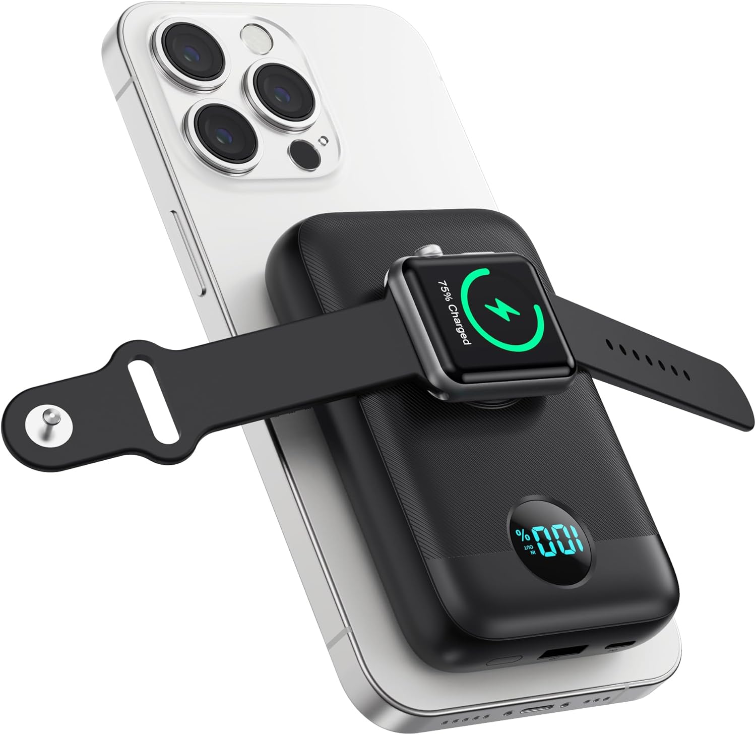 Magnetic Portable Charger 10800mAh,4-in-1 Wireless Power Bank with iWatch Charge...
