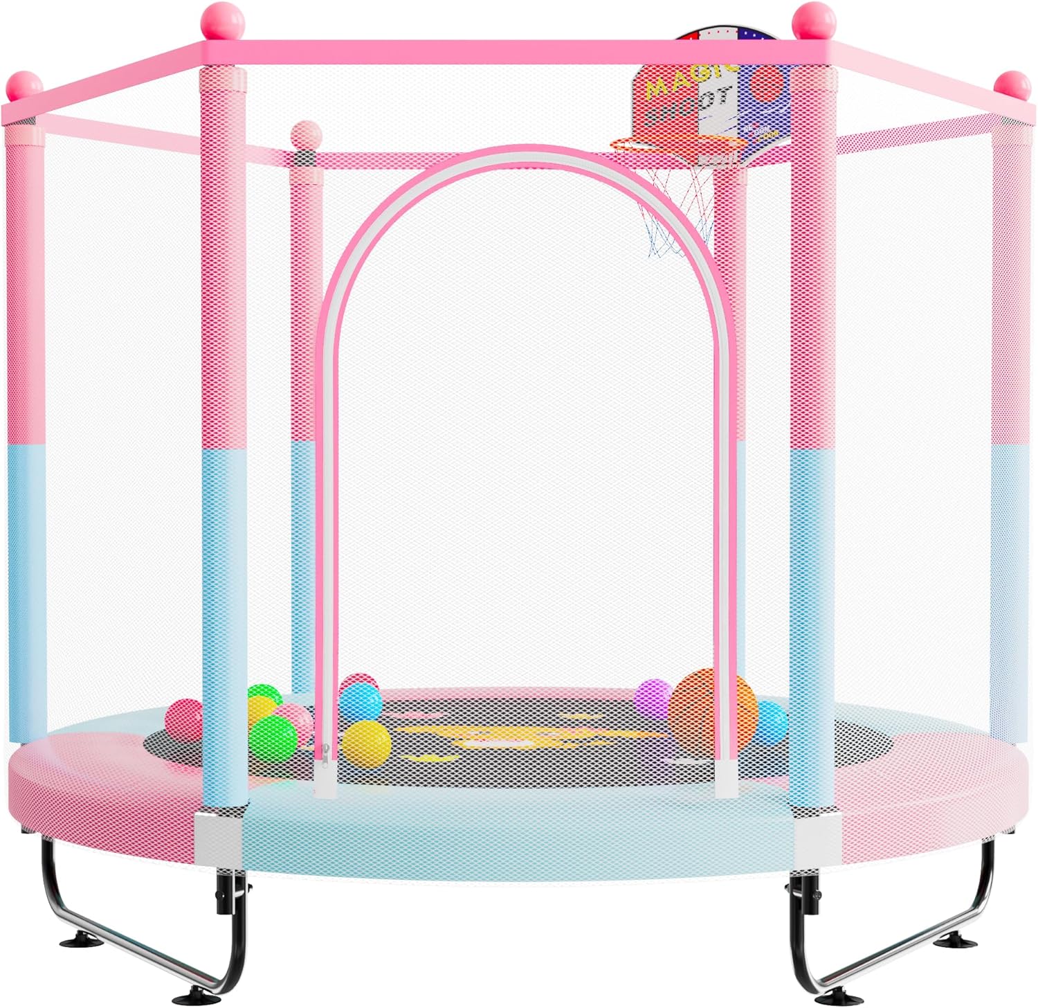 60" Trampoline for Kids, 5 FT Indoor & Outdoor Small Toddler Trampoline with Bas...
