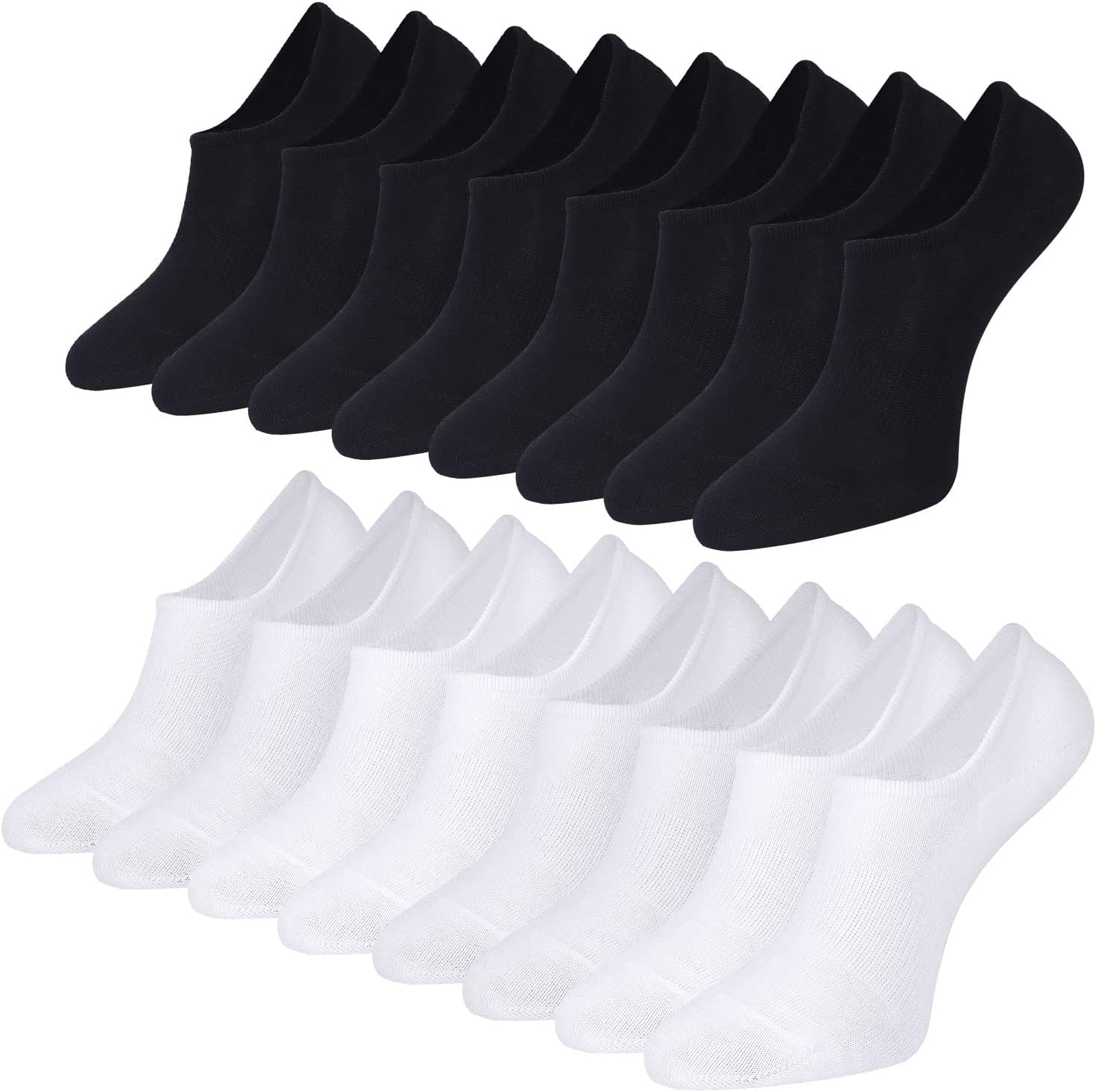 Toes Home Bamboo No Show Trainer Socks for Womens and Men - 8 Pairs Non Slip Low...