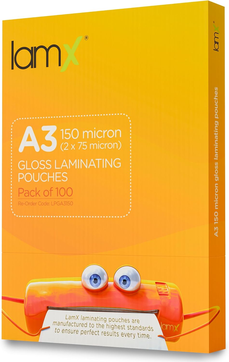 LamX A3 Laminating Pouches 150micron, High Gloss Finish Sheets, Anti-Static Form...