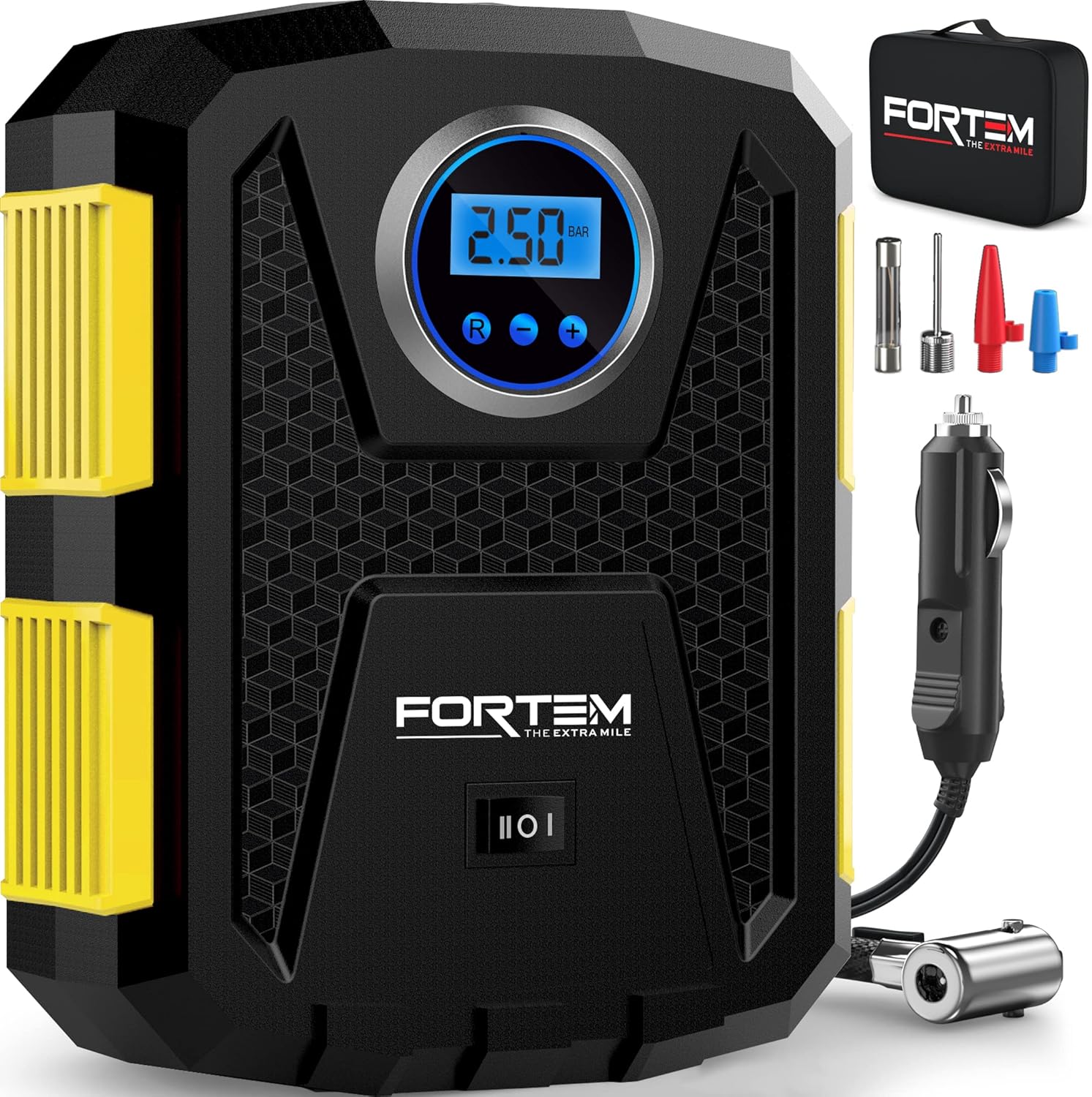 FORTEM Tyre Inflator Air Compressor, Car Tyre Pump, Car Tyre Inflator 12v, Elect...